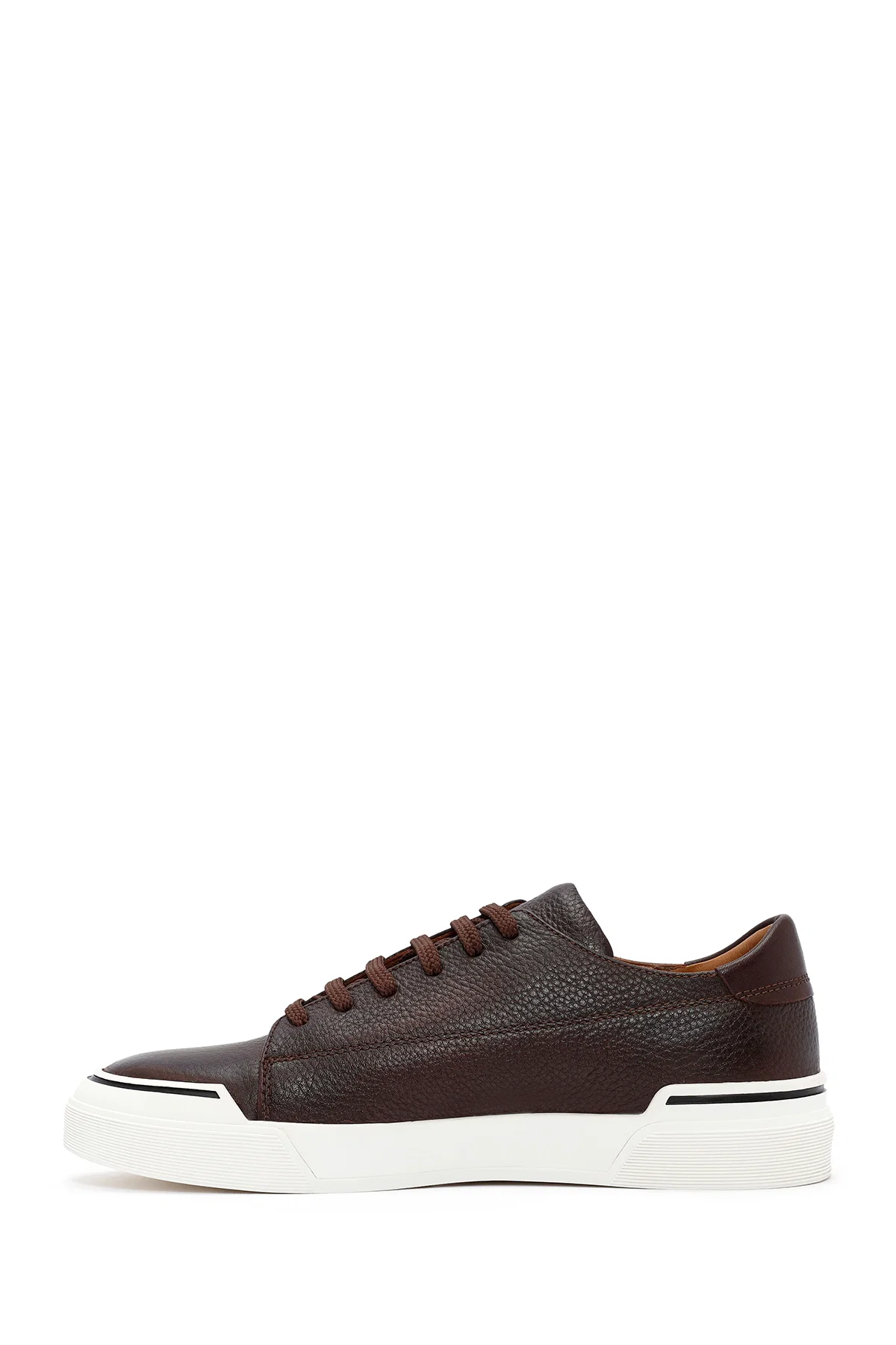 Erkek Kahverengi Bağcıklı Deri Sneaker - Image 2