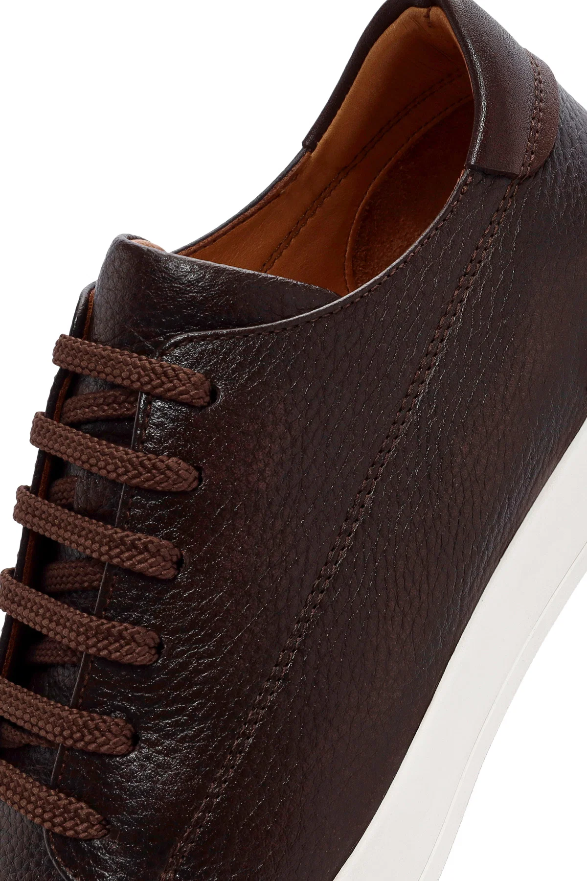 Erkek Kahverengi Bağcıklı Deri Sneaker - Image 9