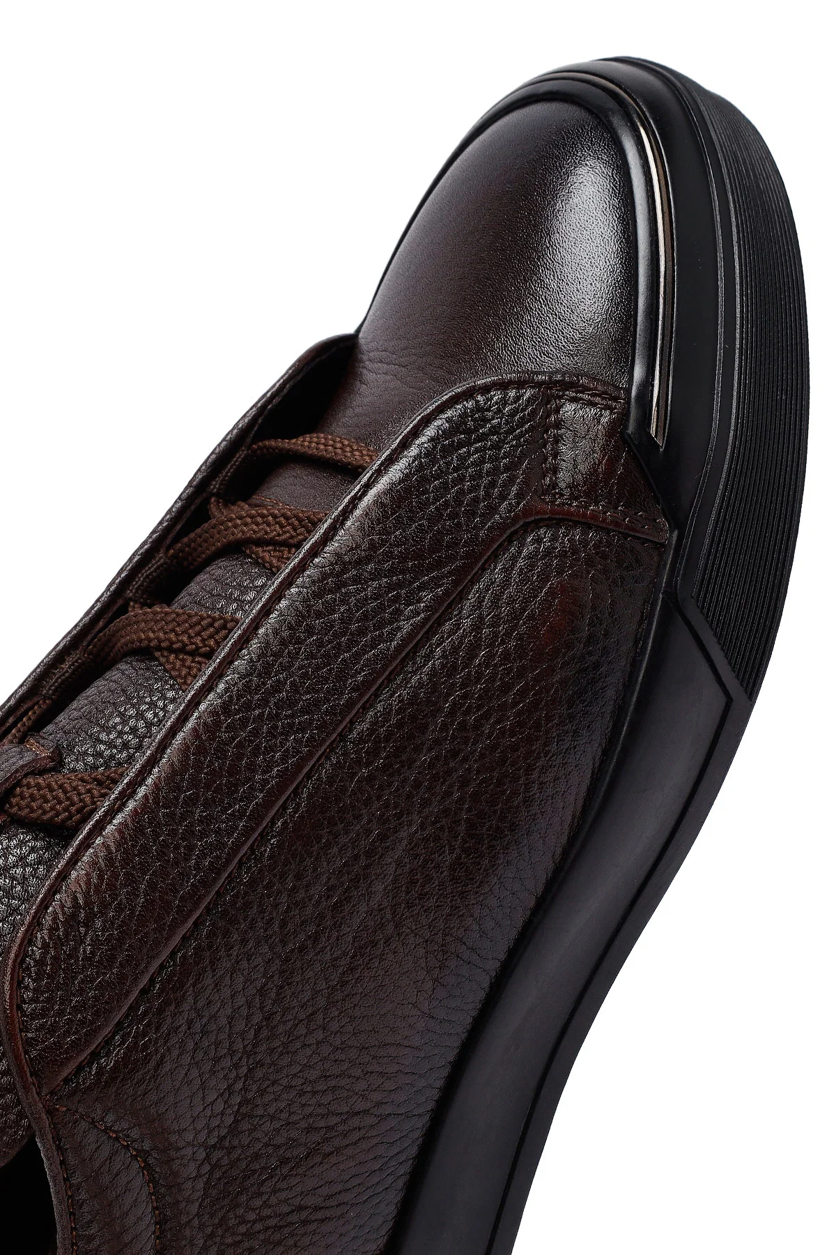 Erkek Kahverengi Bağcıklı Deri Sneaker - Image 10