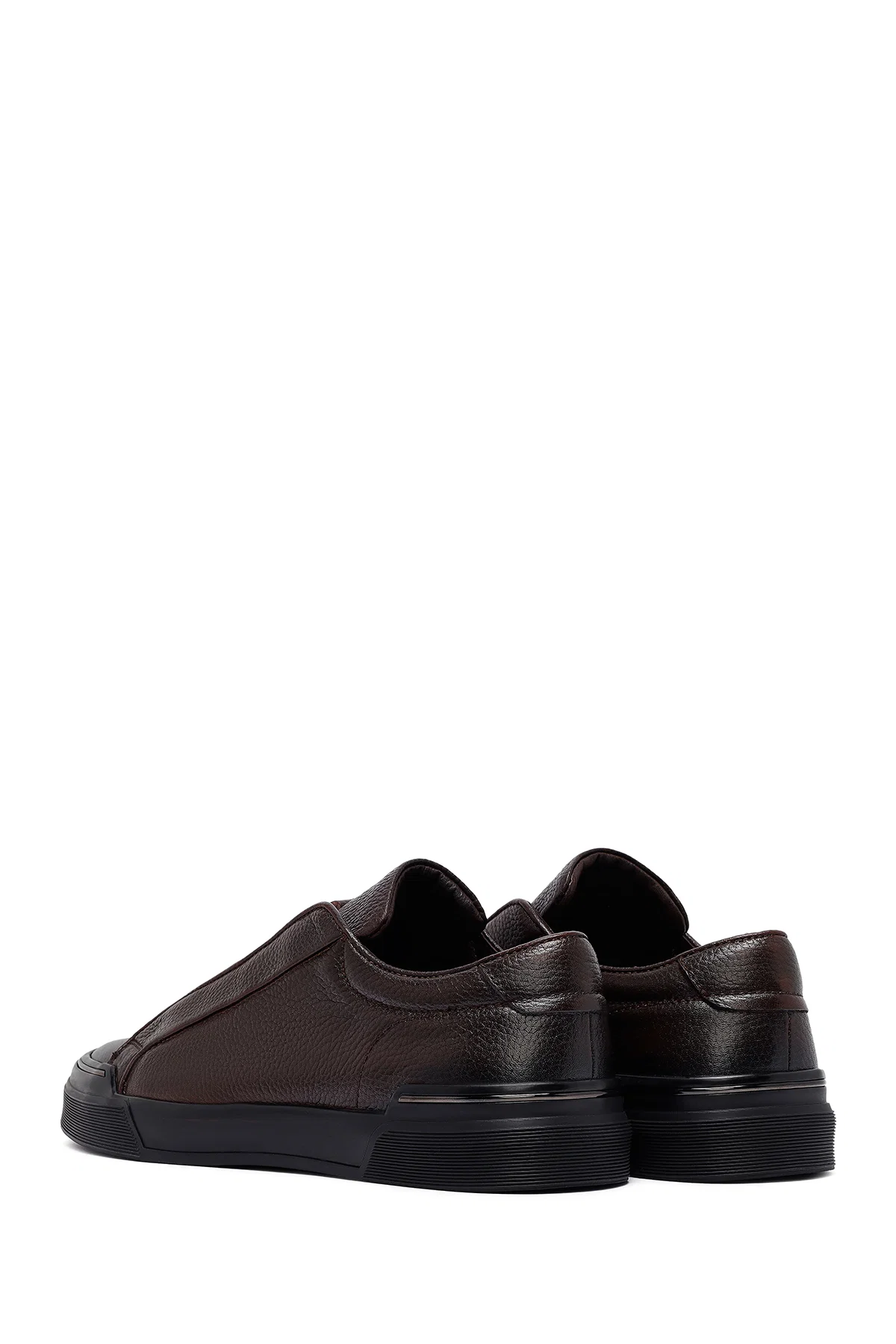Erkek Kahverengi Bağcıklı Deri Sneaker - Image 5