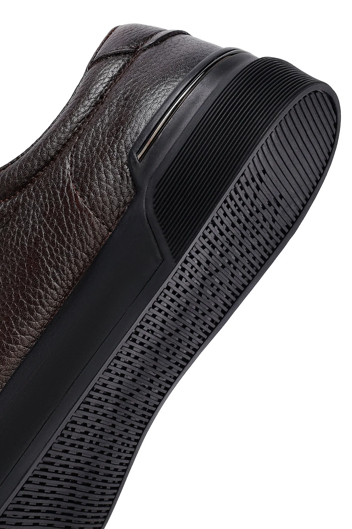 Erkek Kahverengi Bağcıklı Deri Sneaker - Image 8
