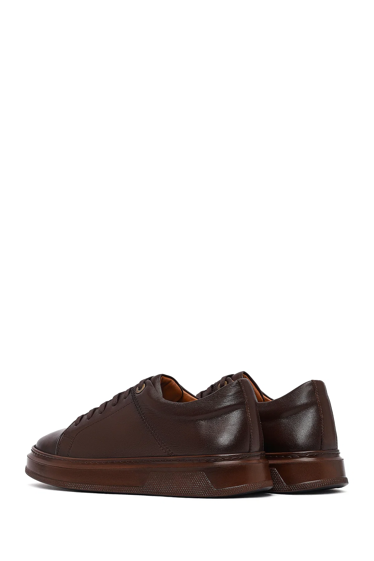 Erkek Kahverengi Bağcıklı Deri Sneaker - Image 5