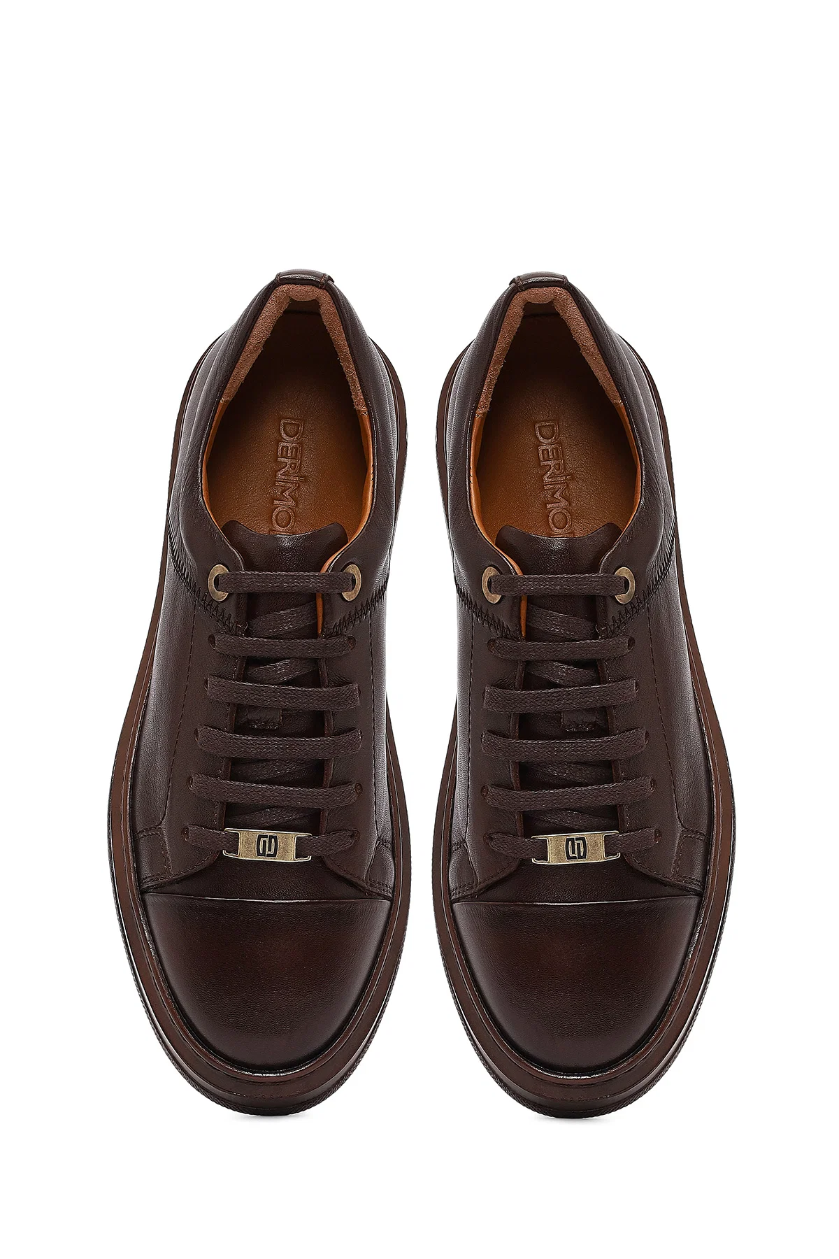 Erkek Kahverengi Bağcıklı Deri Sneaker - Image 7