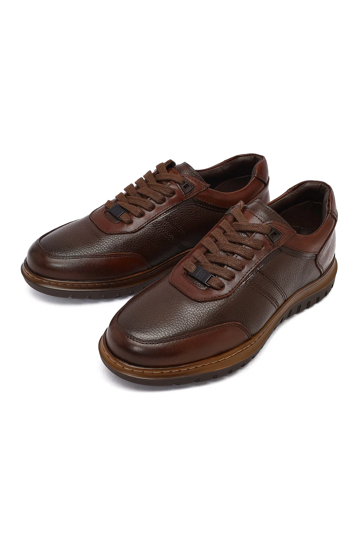 Erkek Kahverengi Bağcıklı Deri Sneaker - Image 10