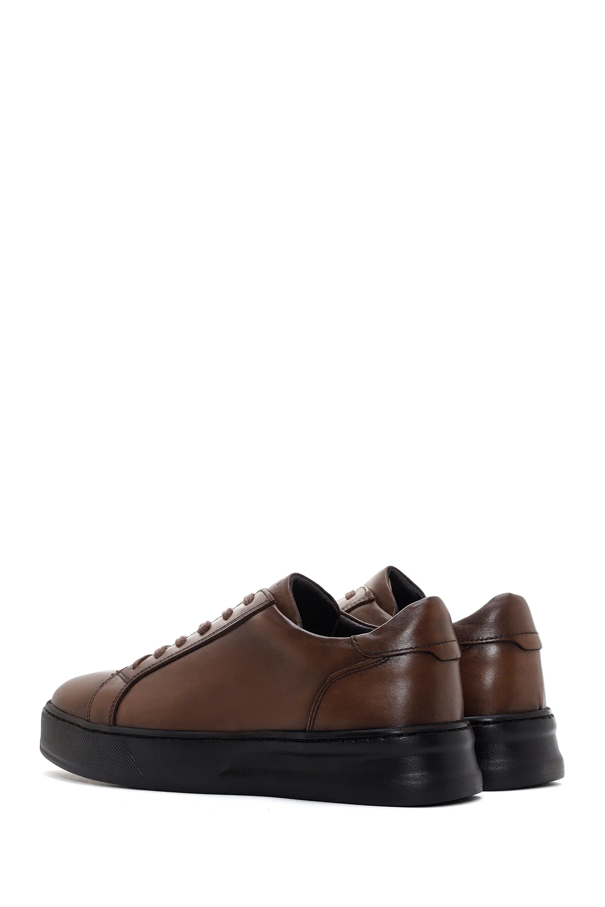 Erkek Kahverengi Bağcıklı Deri Sneaker - Image 5