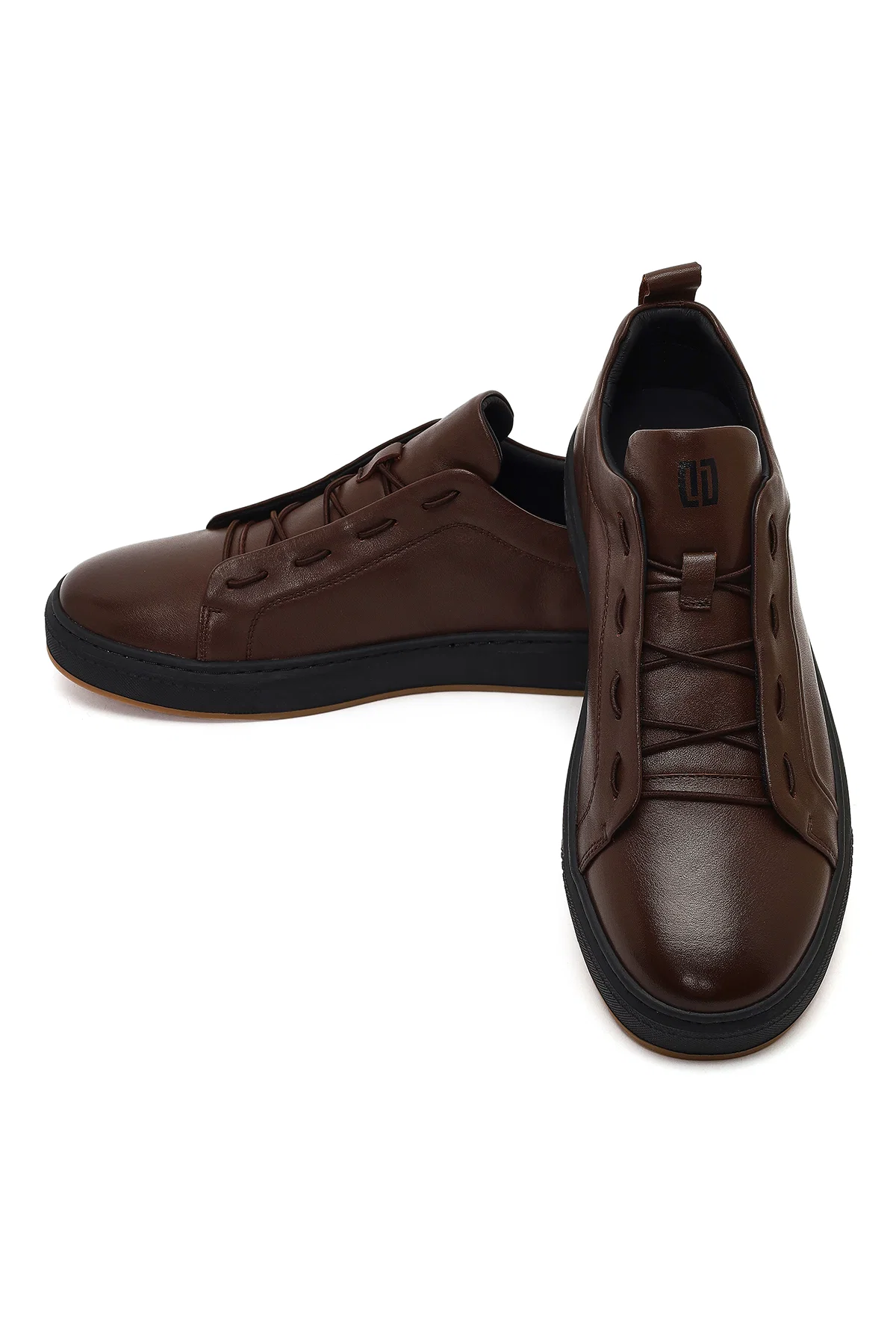 Erkek Kahverengi Bağcıklı Deri Sneaker - Image 11