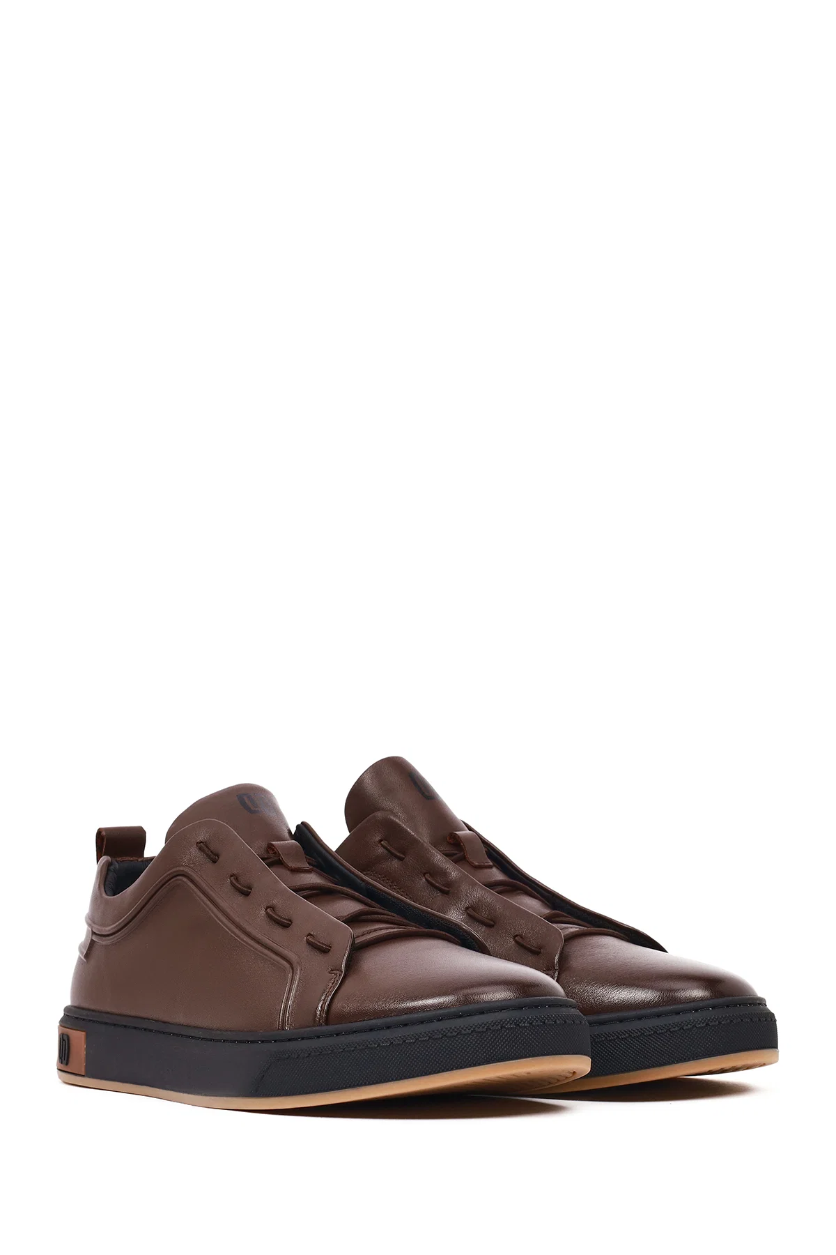 Erkek Kahverengi Bağcıklı Deri Sneaker - Image 3