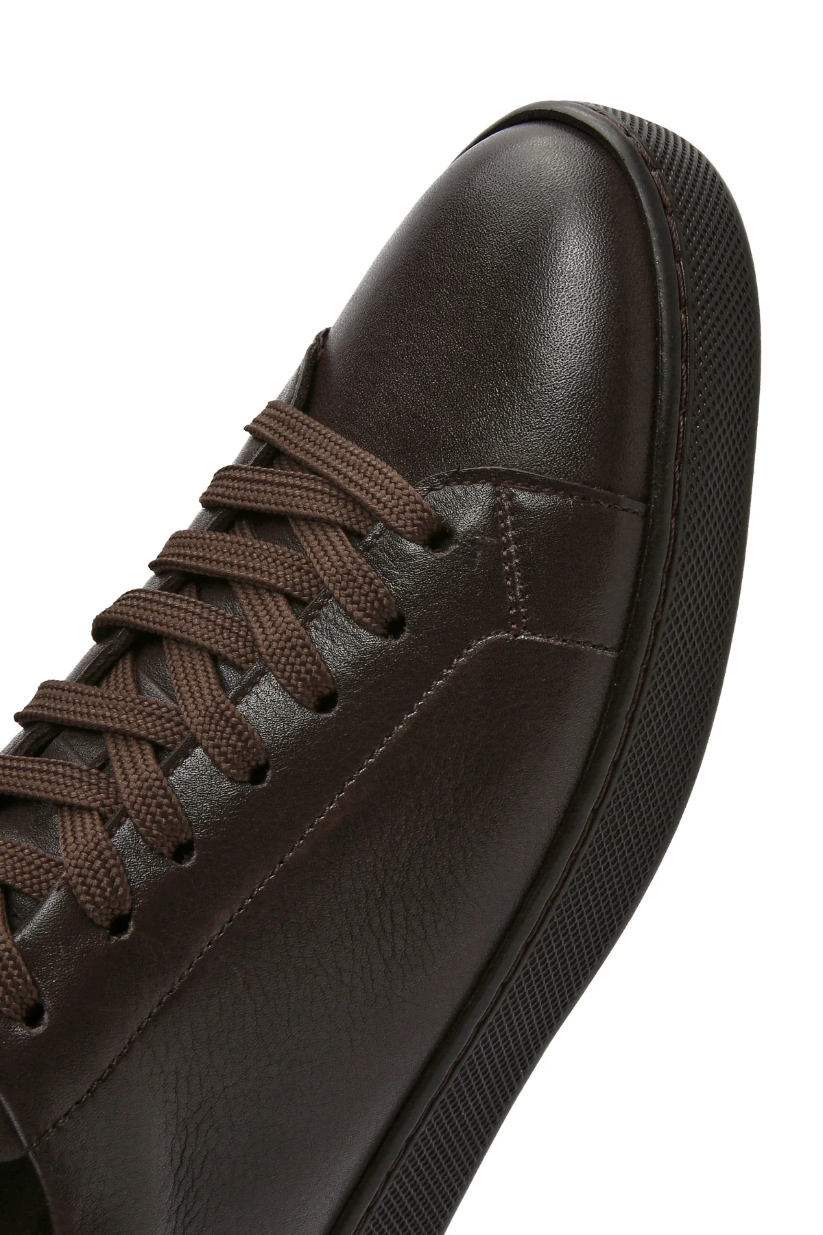 Erkek Kahverengi Bağcıklı Deri Sneaker - Image 9