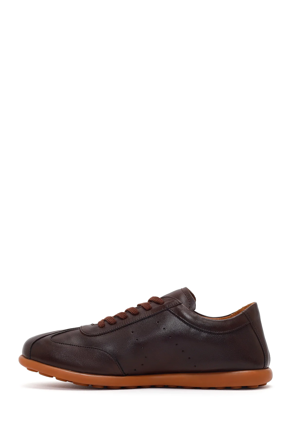 Erkek Kahverengi Bağcıklı Deri Sneaker - Image 3