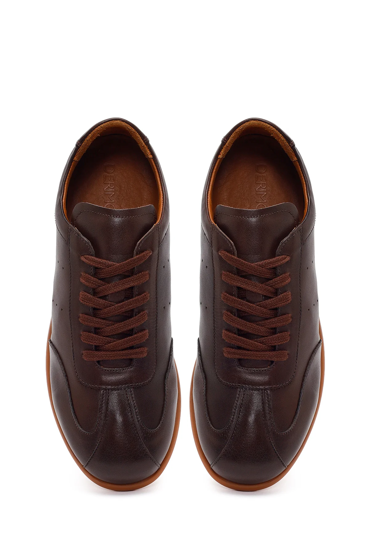 Erkek Kahverengi Bağcıklı Deri Sneaker - Image 4