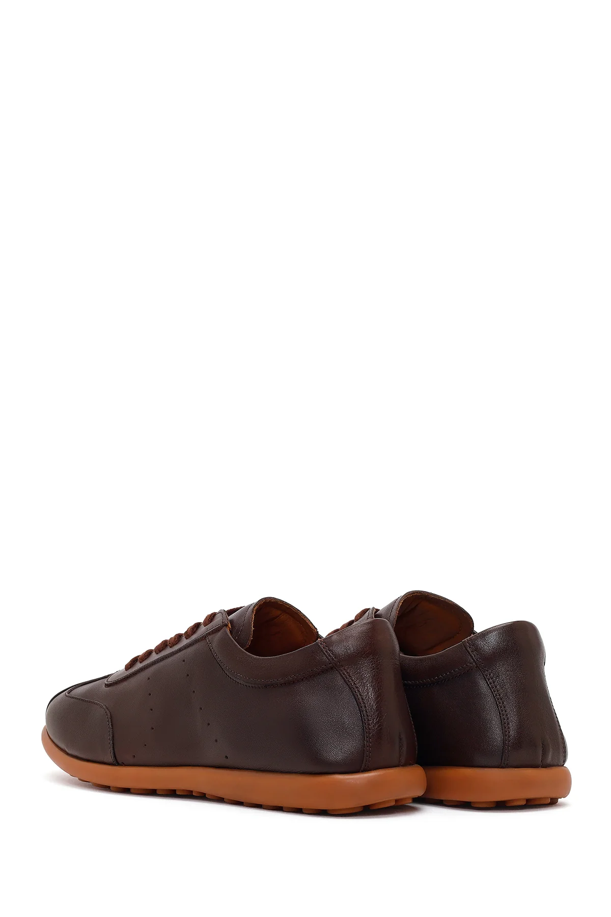 Erkek Kahverengi Bağcıklı Deri Sneaker - Image 6