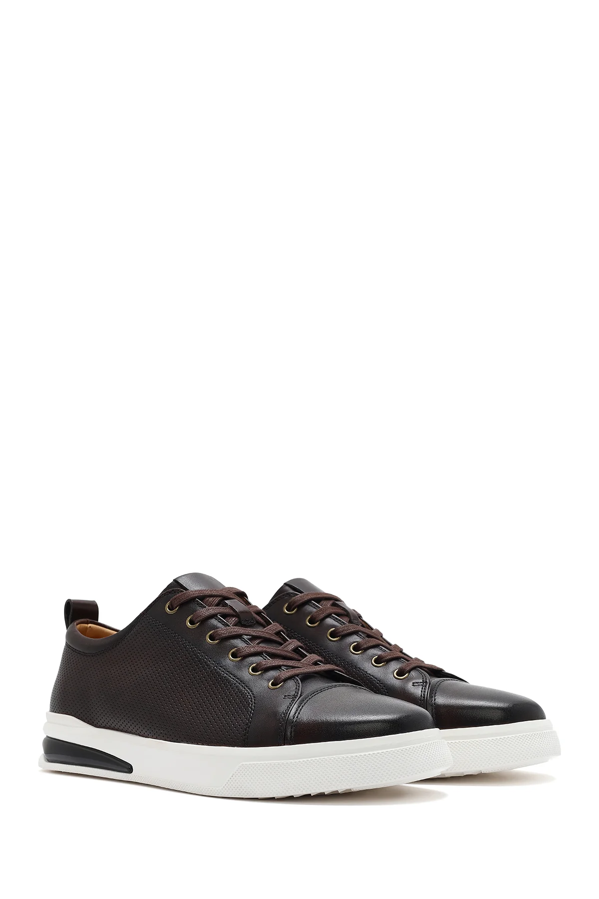 Erkek Kahverengi Bağcıklı Deri Sneaker - Image 2
