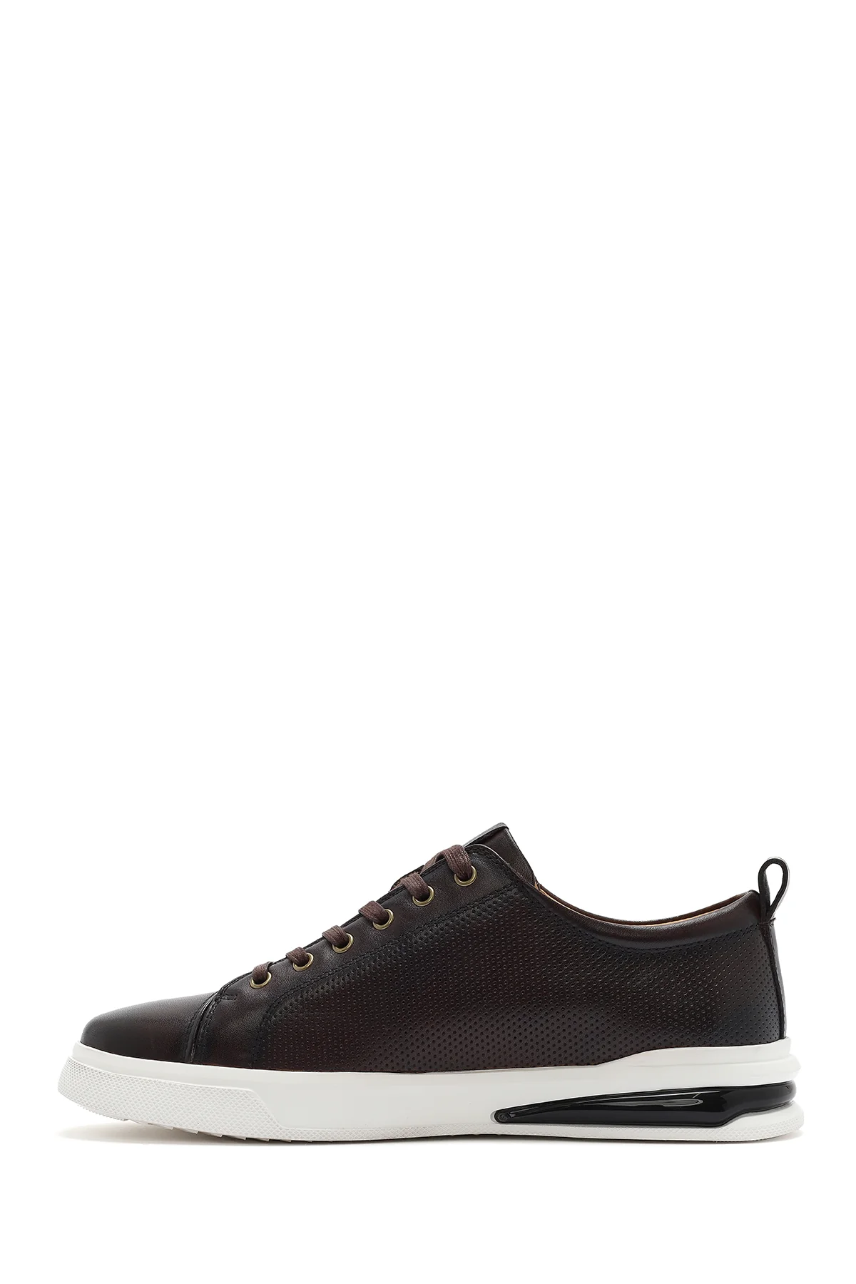 Erkek Kahverengi Bağcıklı Deri Sneaker - Image 3