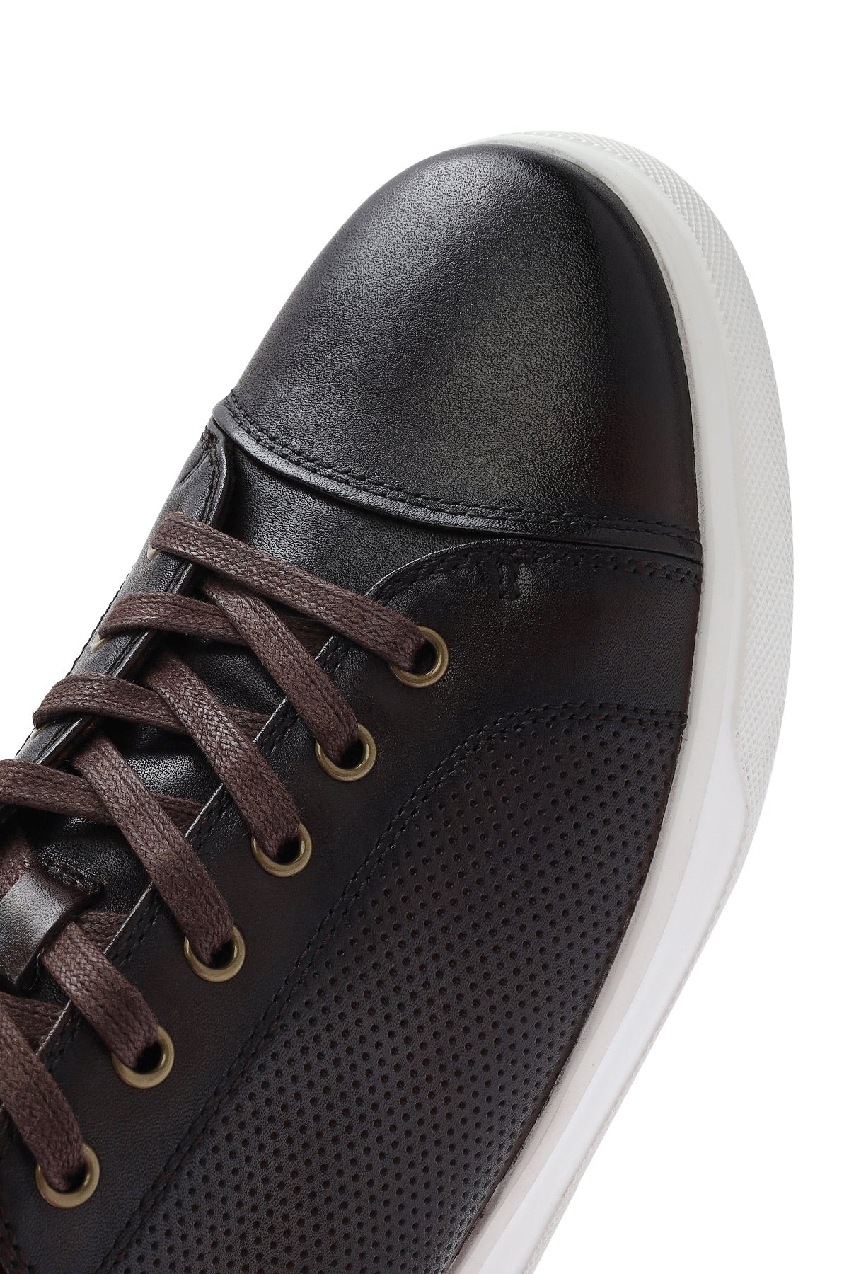 Erkek Kahverengi Bağcıklı Deri Sneaker - Image 9