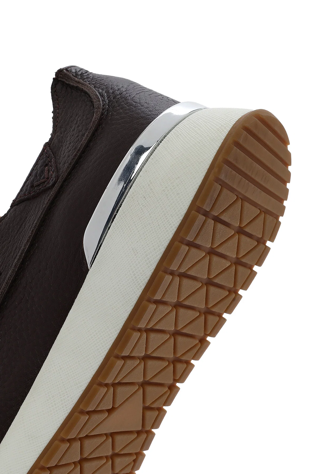 Erkek Kahverengi Bağcıklı Kalın Tabanlı Deri Casual Sneaker - Image 10