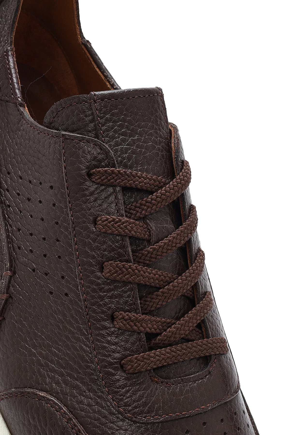 Erkek Kahverengi Bağcıklı Kalın Tabanlı Deri Casual Sneaker - Image 8