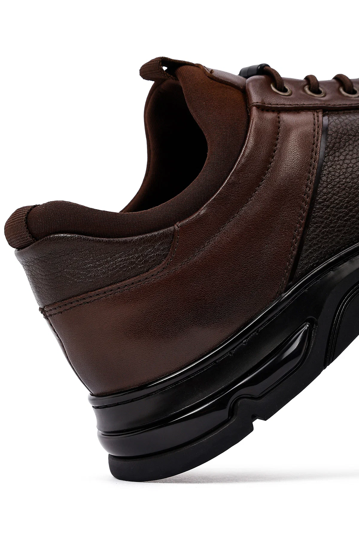 Erkek Kahverengi Bağcıklı Kalın Tabanlı Deri Casual Sneaker - Image 11