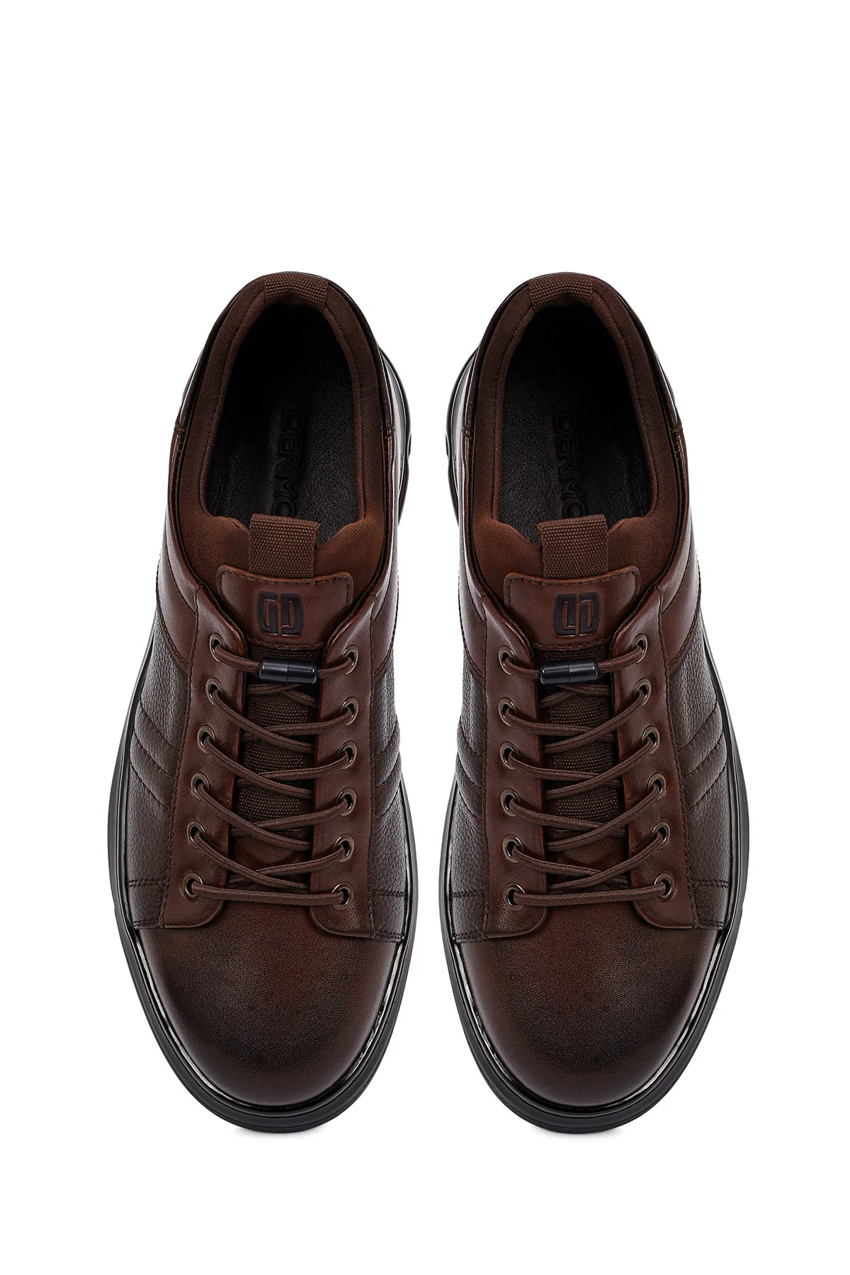 Erkek Kahverengi Bağcıklı Kalın Tabanlı Deri Casual Sneaker - Image 7