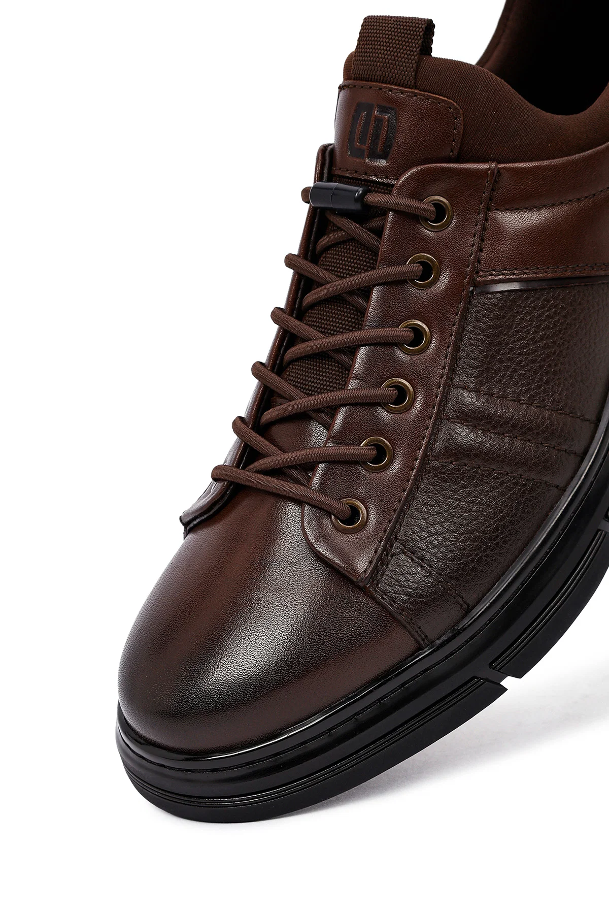 Erkek Kahverengi Bağcıklı Kalın Tabanlı Deri Casual Sneaker - Image 8