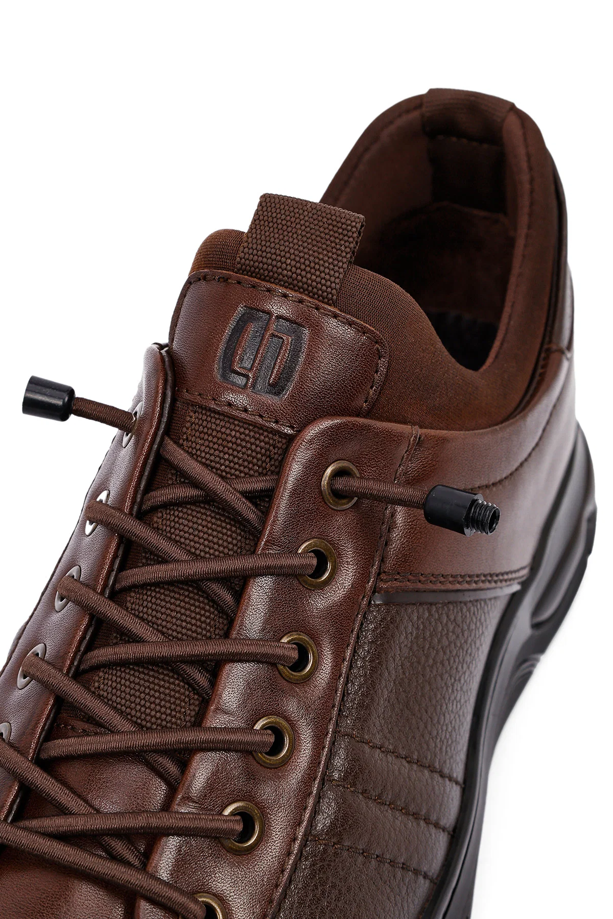 Erkek Kahverengi Bağcıklı Kalın Tabanlı Deri Casual Sneaker - Image 9
