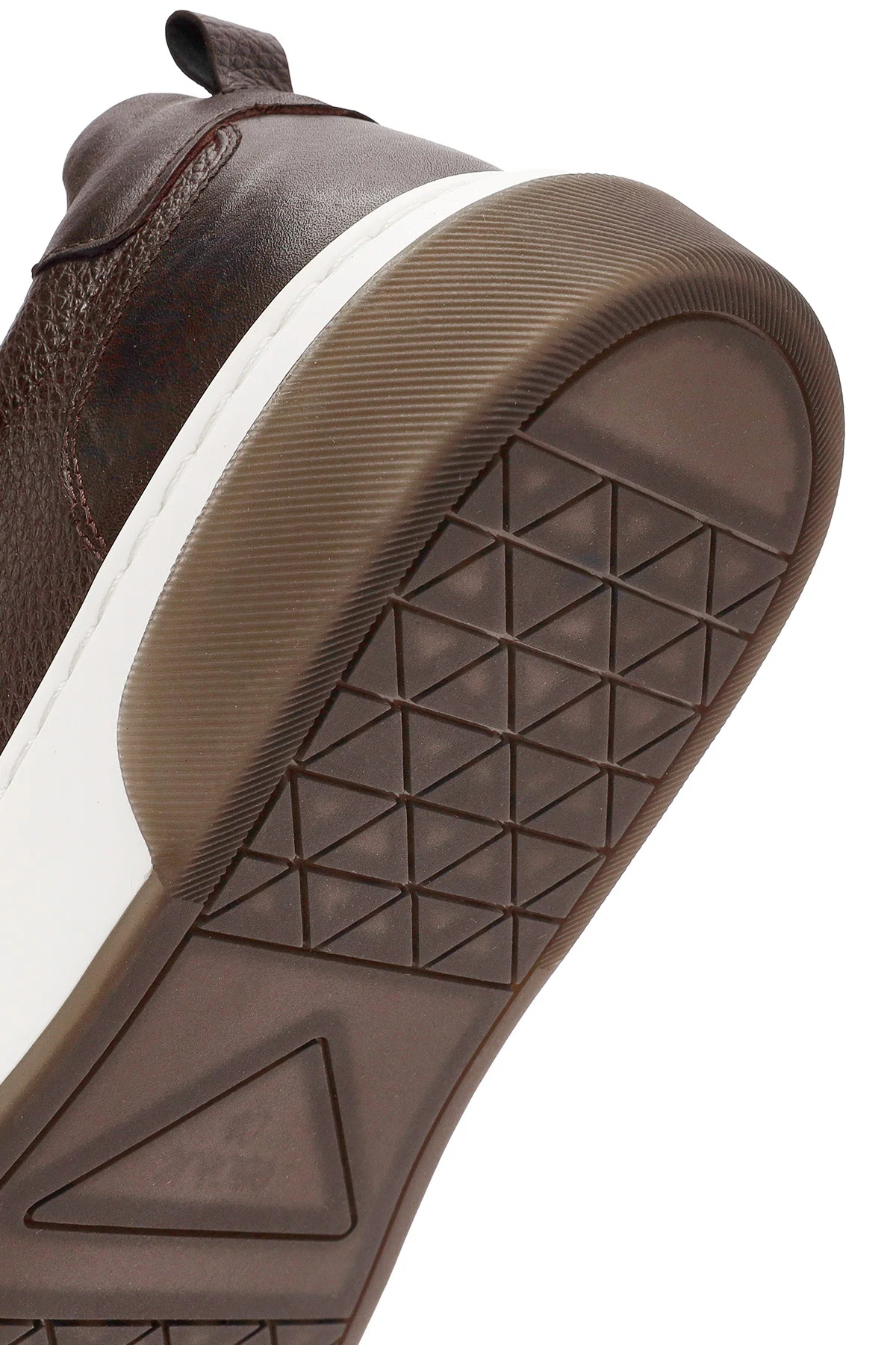 Erkek Kahverengi Bağcıklı Kalın Tabanlı Deri Sneaker - Image 8