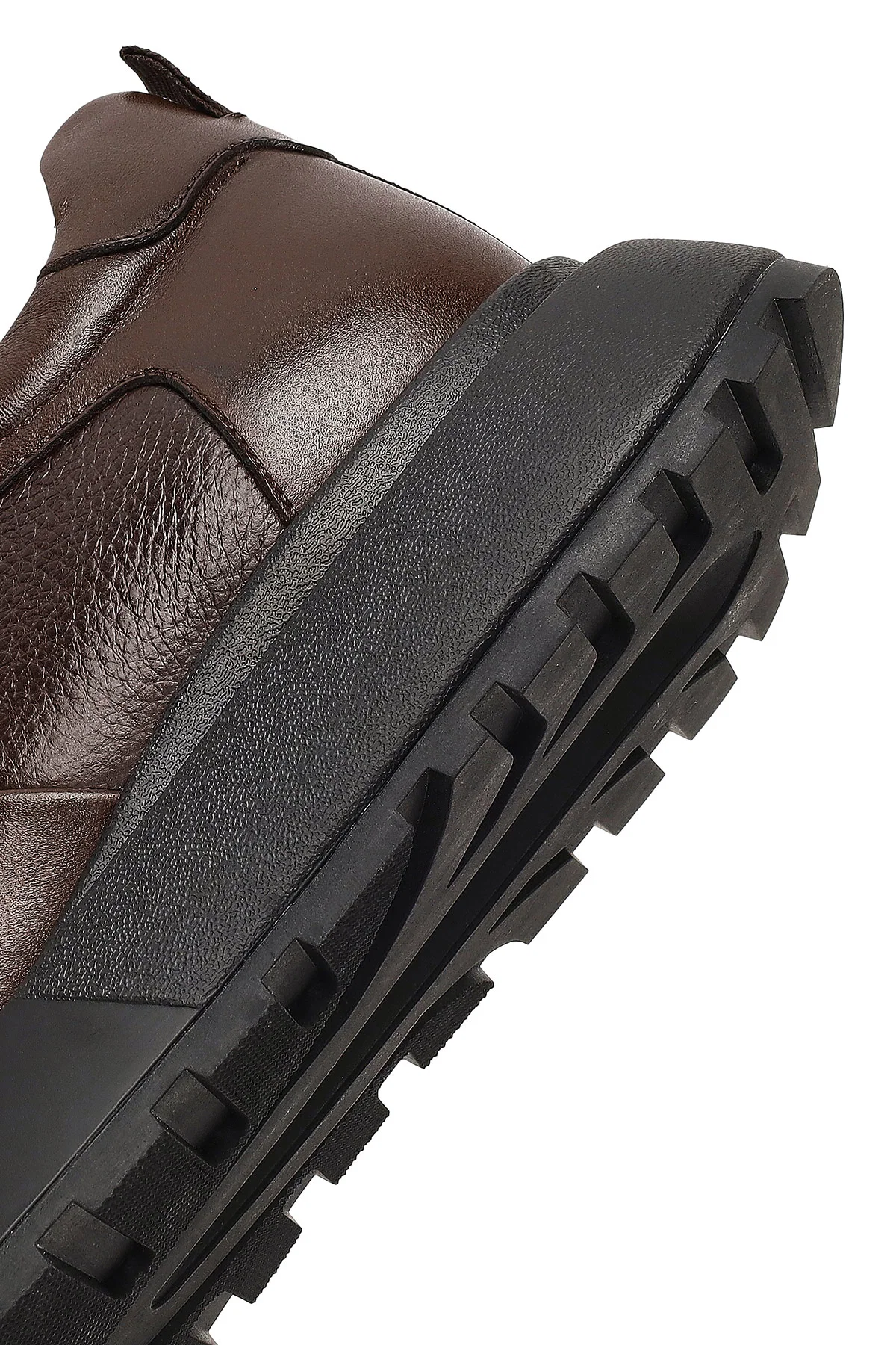 Erkek Kahverengi Bağcıklı Kalın Tabanlı Deri Sneaker - Image 8