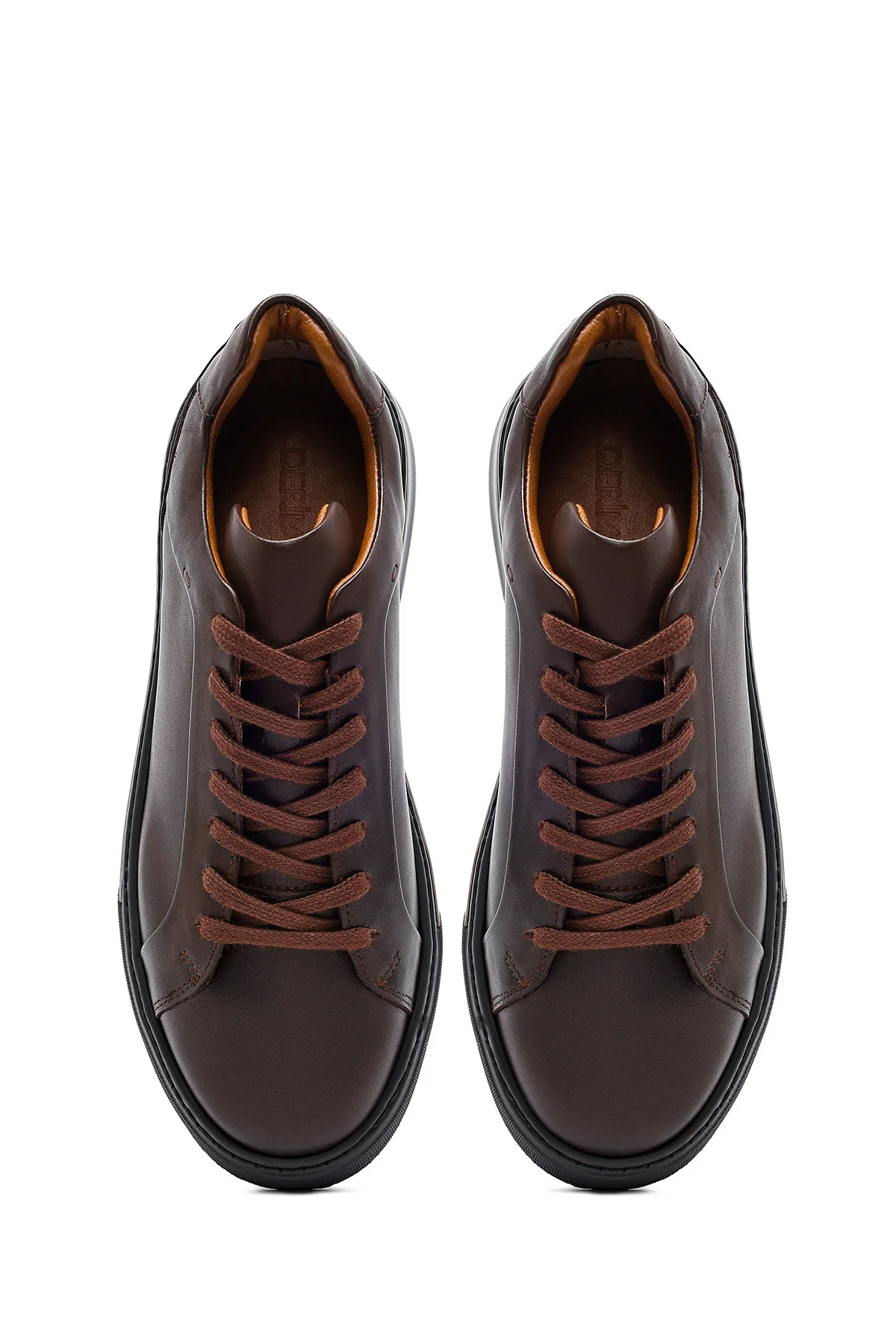 Erkek Kahverengi Bağcıklı Kalın Tabanlı Deri Sneaker - Image 7