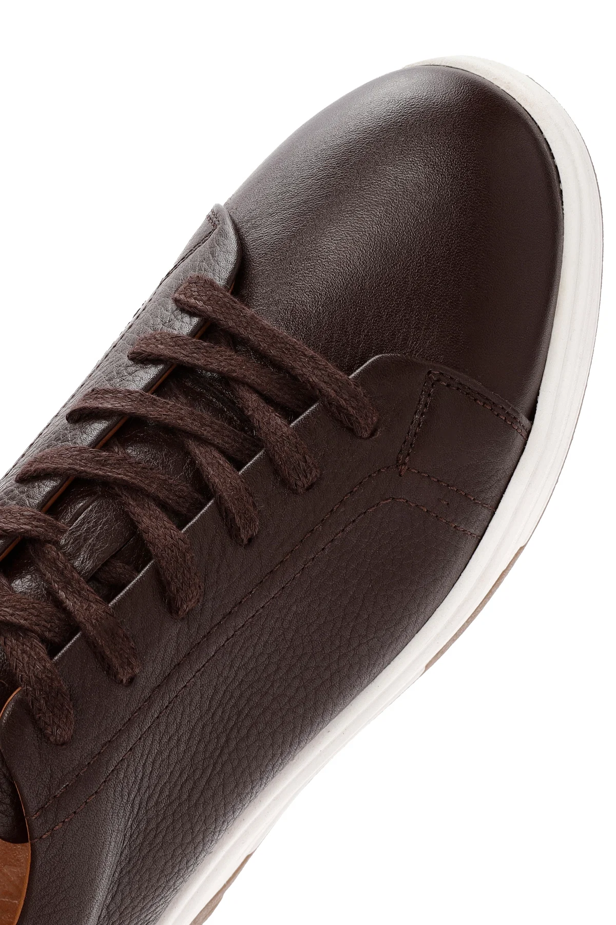Erkek Kahverengi Bağcıklı Kalın Tabanlı Deri Sneaker - Image 8