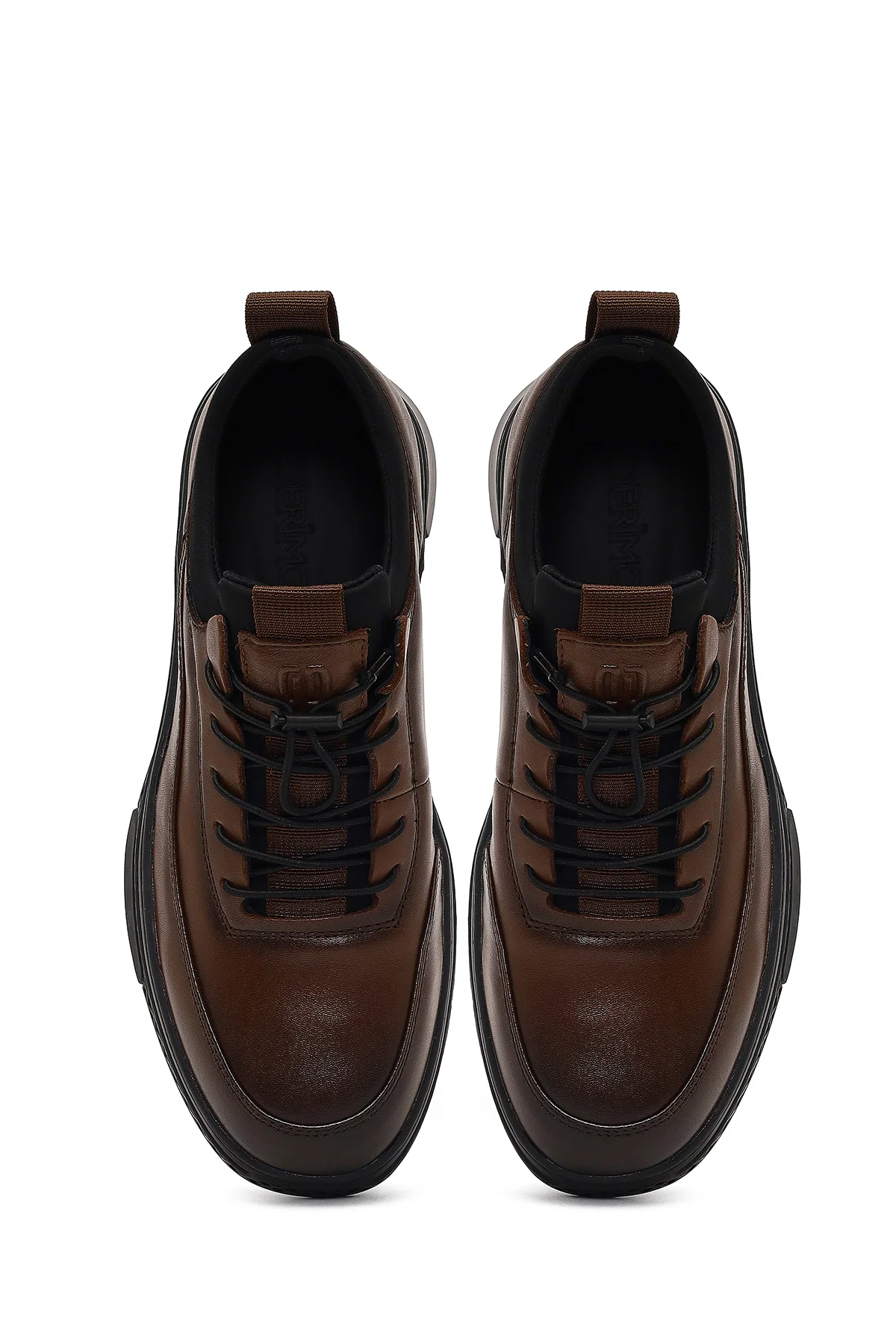 Erkek Kahverengi Bağcıklı Kalın Tabanlı Deri Sneaker - Image 7