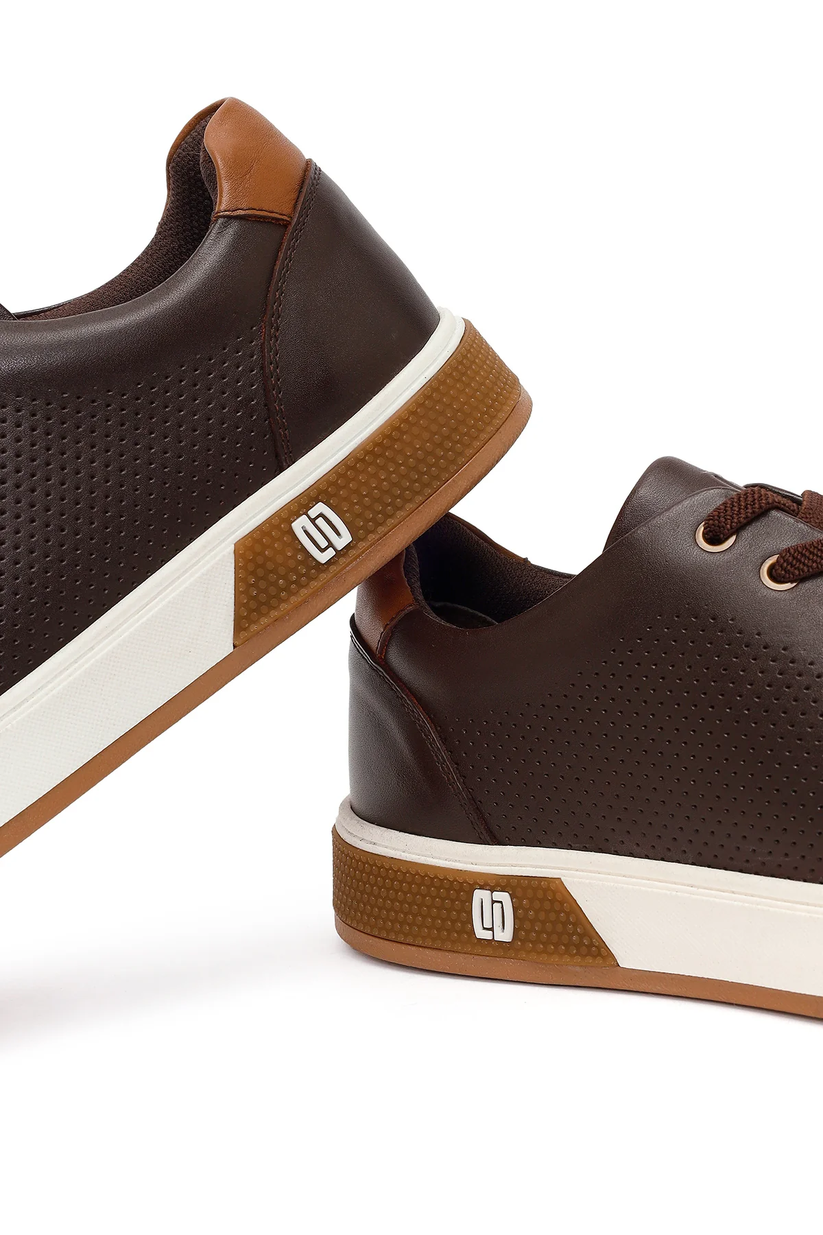 Erkek Kahverengi Bağcıklı Kalın Tabanlı Deri Sneaker - Image 9
