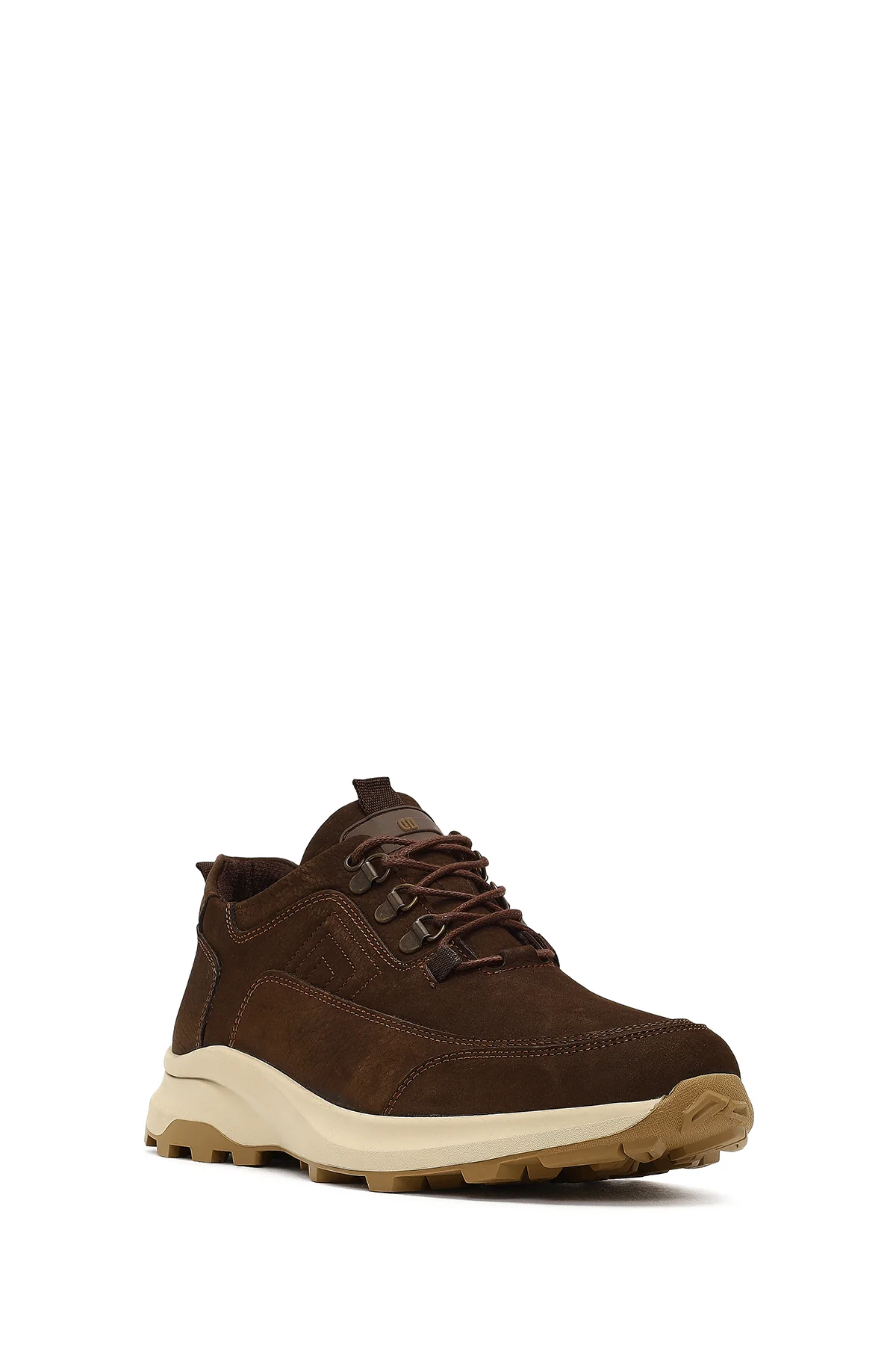 Erkek Kahverengi Bağcıklı Kalın Tabanlı Nubuk Deri Casual Sneaker - Image 6