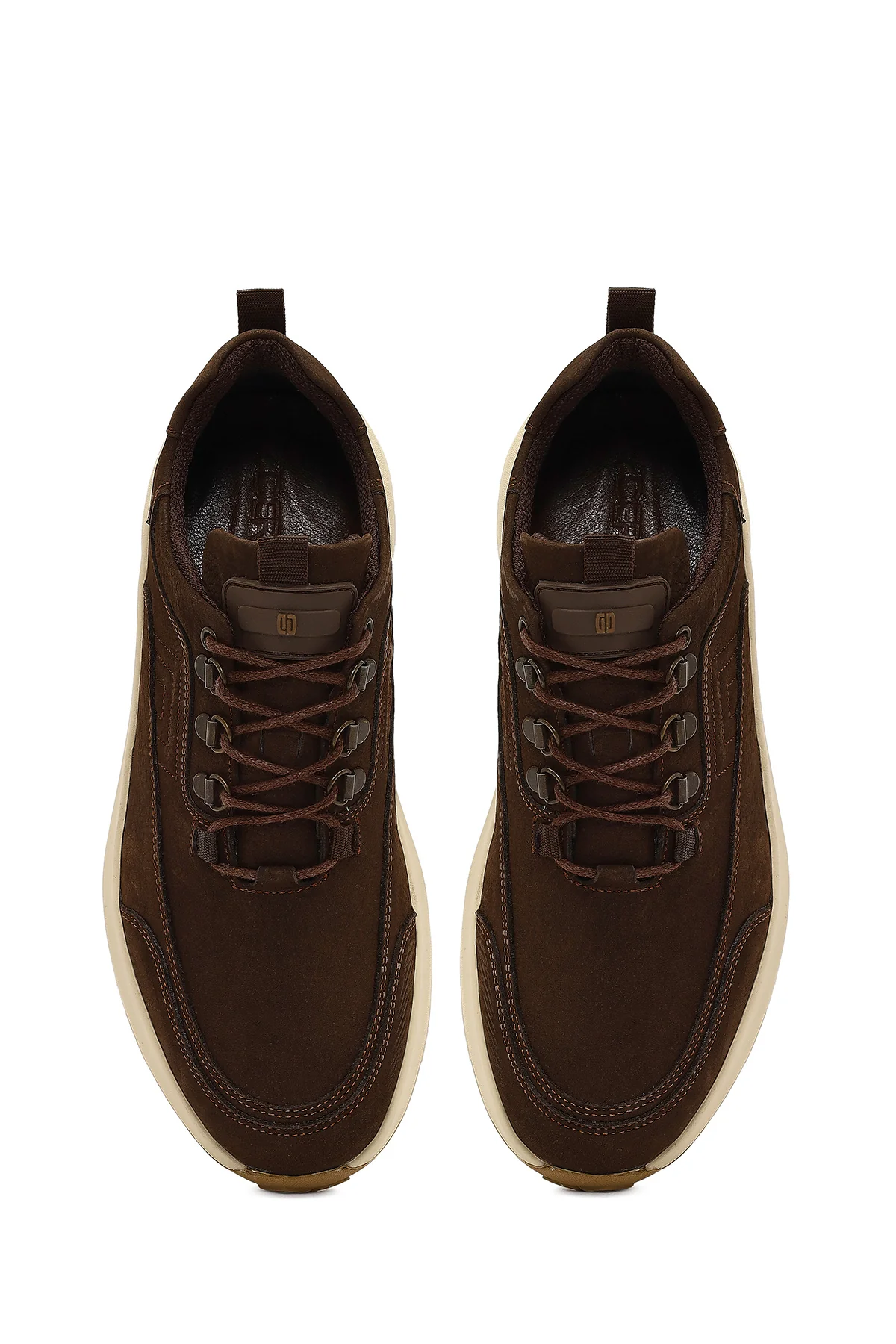 Erkek Kahverengi Bağcıklı Kalın Tabanlı Nubuk Deri Casual Sneaker - Image 7