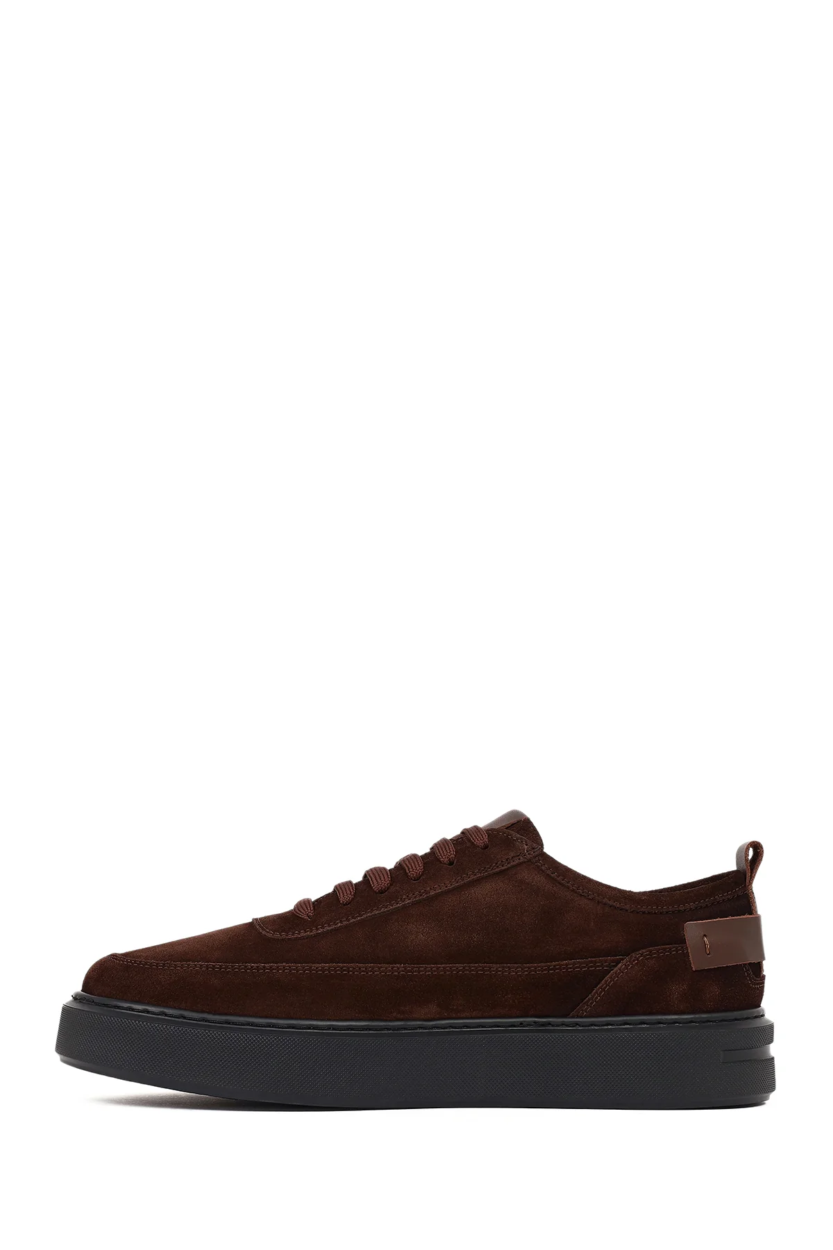 Erkek Kahverengi Bağcıklı Kalın Tabanlı Süet Deri Sneaker - Image 3