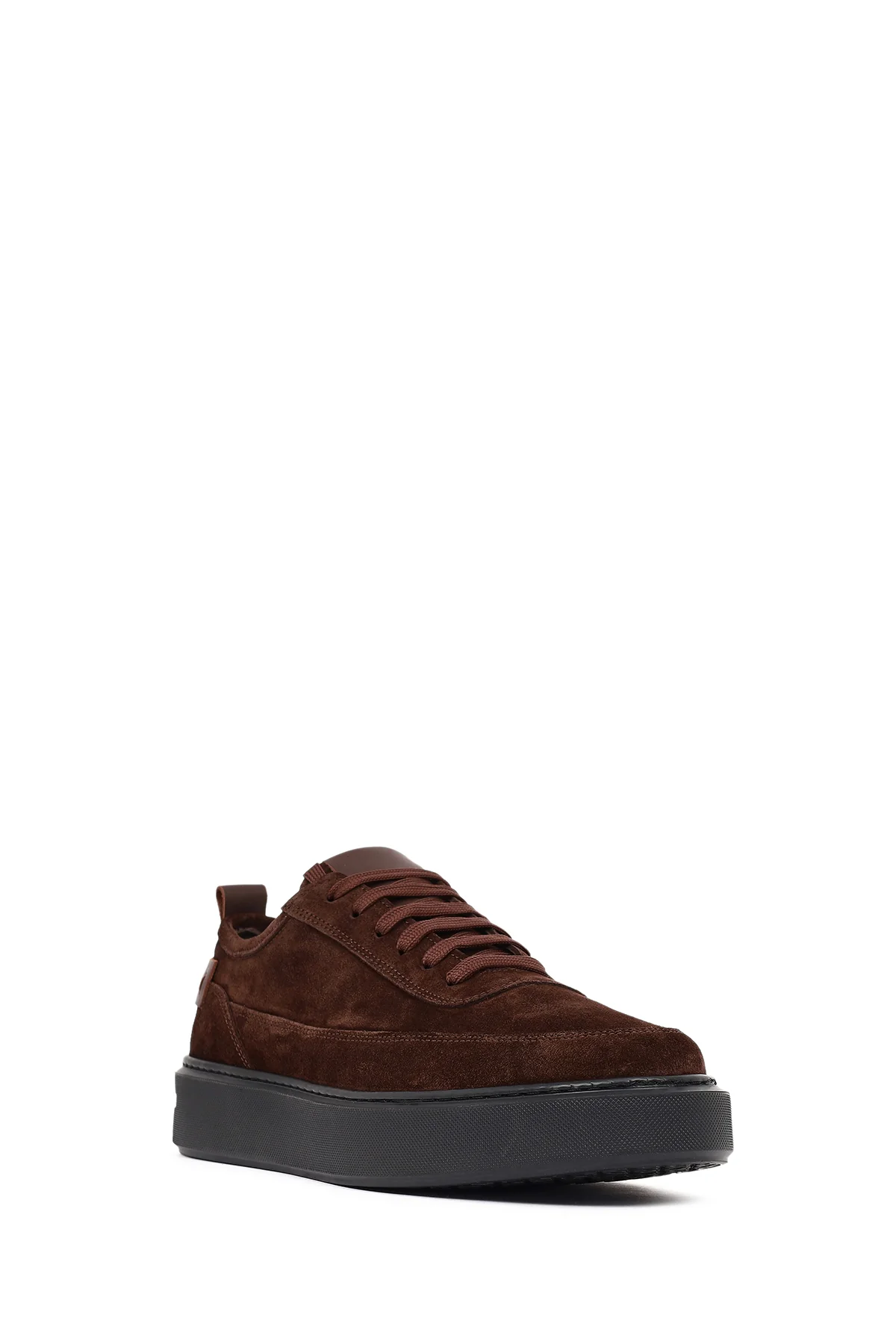 Erkek Kahverengi Bağcıklı Kalın Tabanlı Süet Deri Sneaker - Image 7
