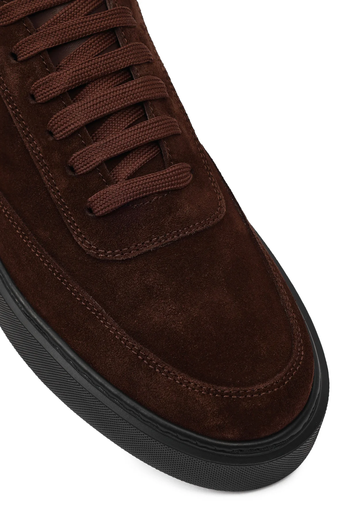 Erkek Kahverengi Bağcıklı Kalın Tabanlı Süet Deri Sneaker - Image 9