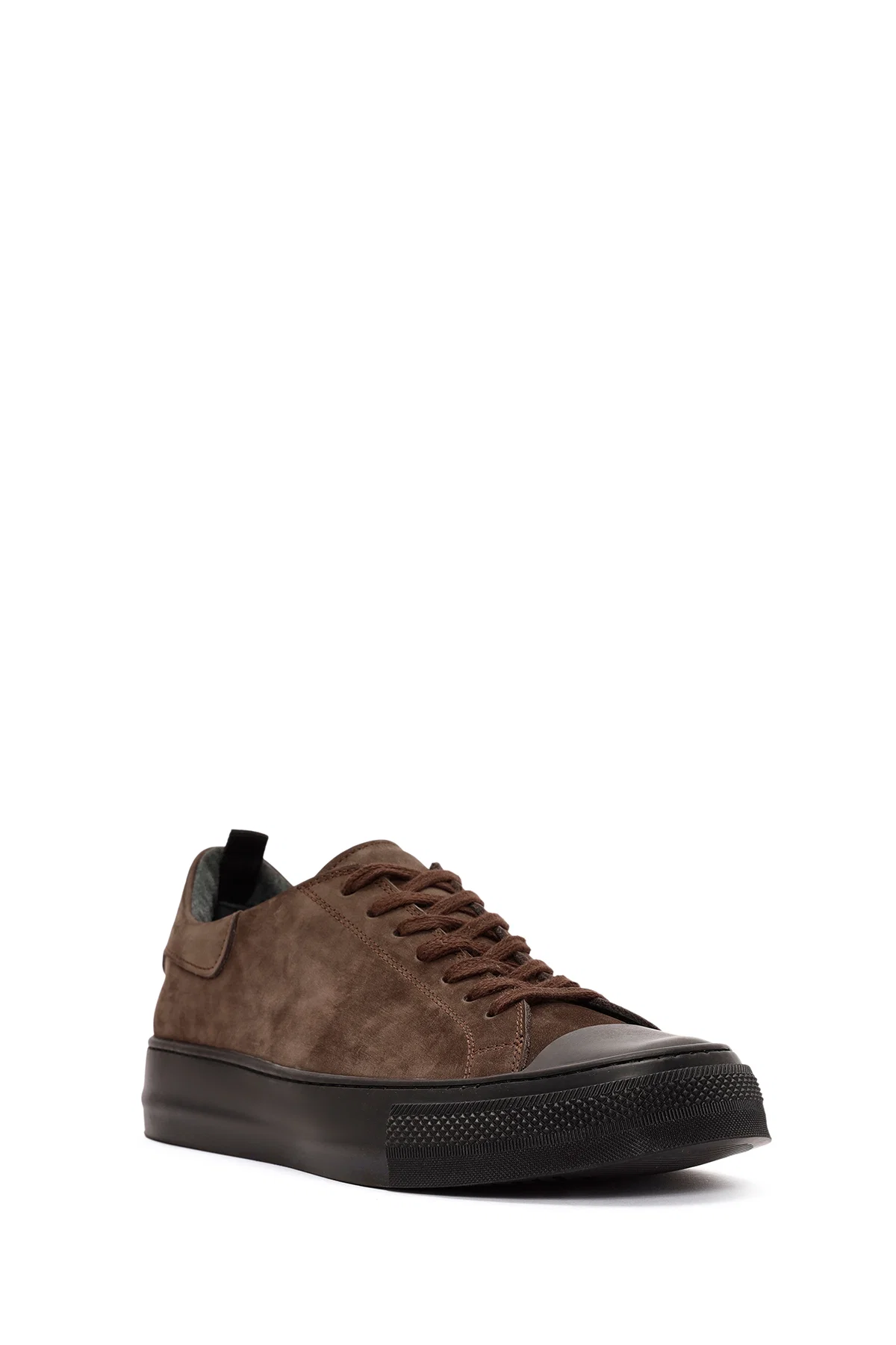Erkek Kahverengi Bağcıklı Nubuk Deri Sneaker - Image 6