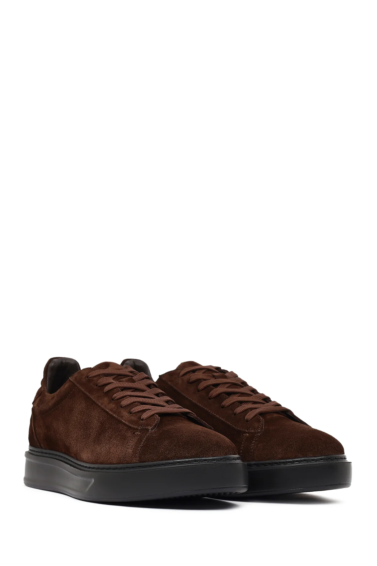 Erkek Kahverengi Bağcıklı Süet Deri Sneaker - Image 2