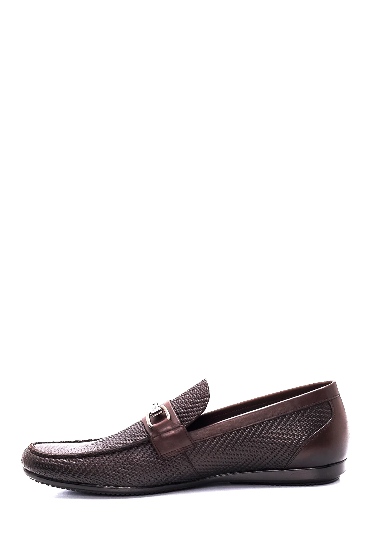 Erkek Kahverengi Deri Baskılı Casual Loafer - Image 2