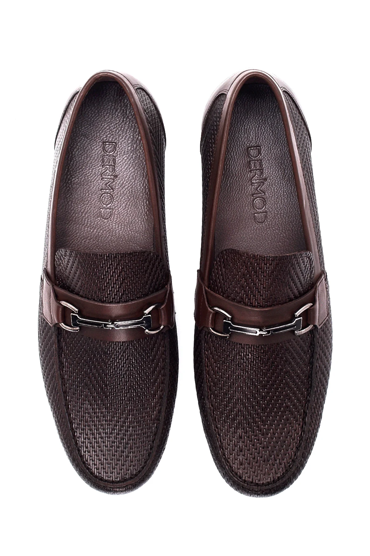 Erkek Kahverengi Deri Baskılı Casual Loafer - Image 7
