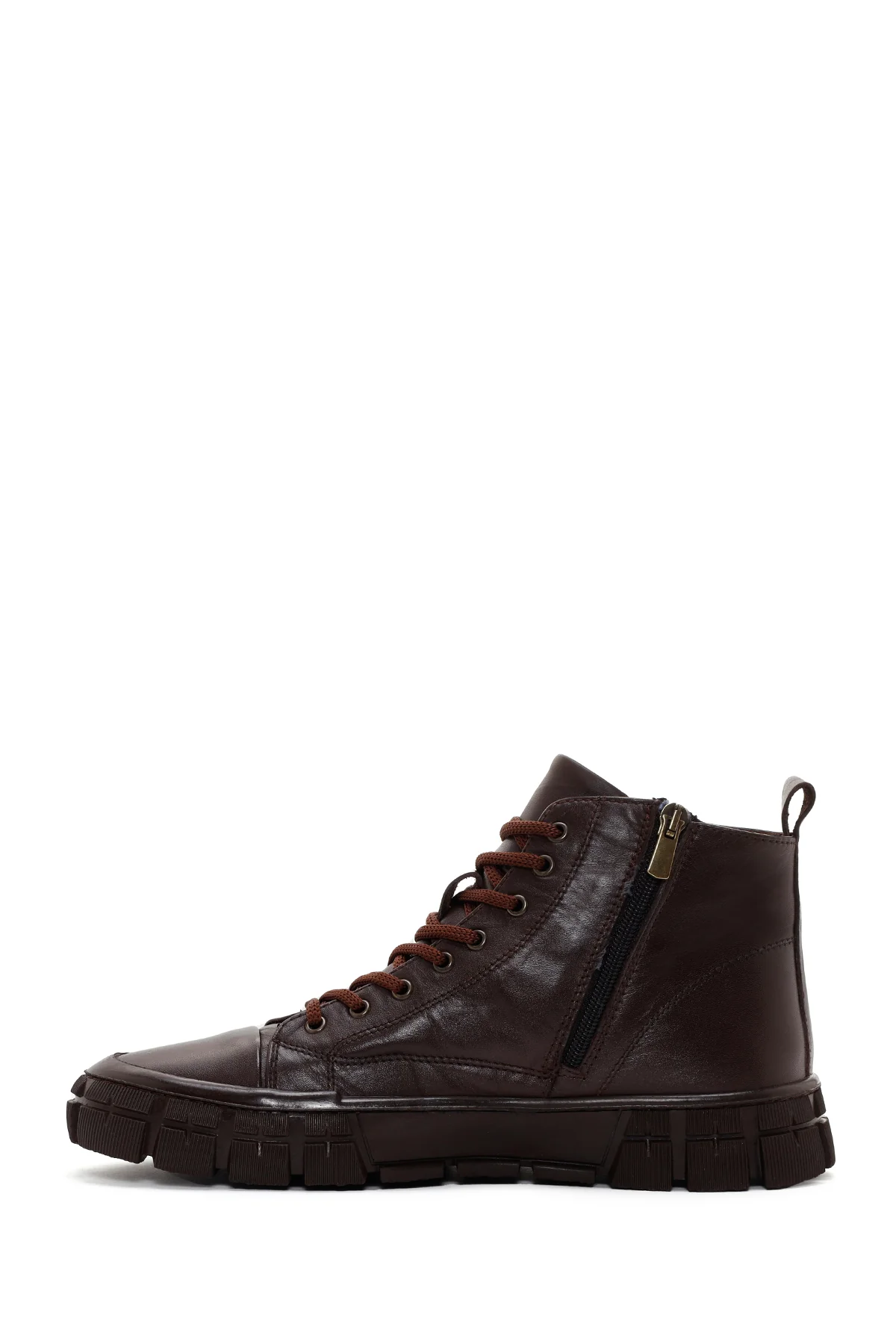 Erkek Kahverengi Deri Bilekli Sneaker - Image 2