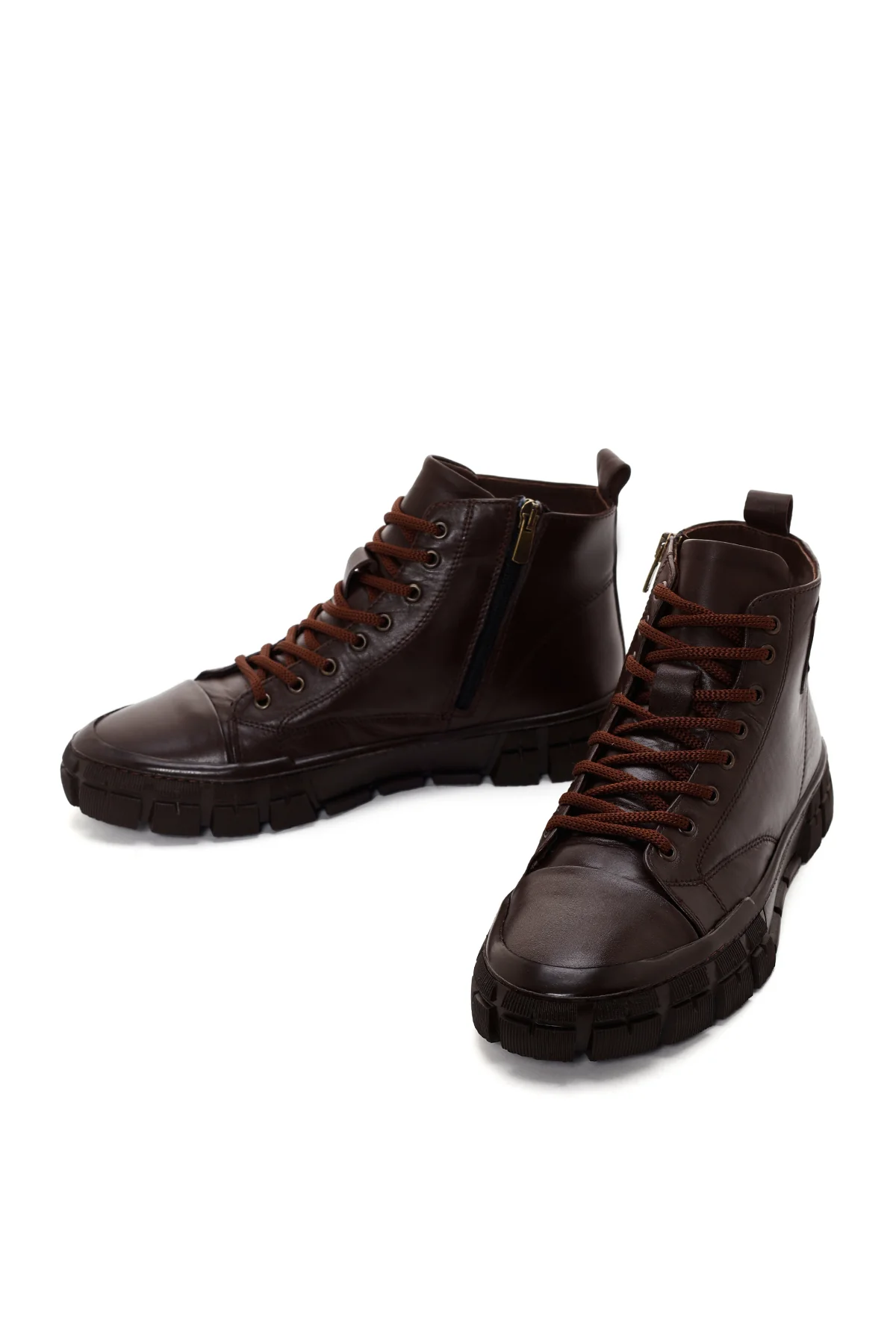 Erkek Kahverengi Deri Bilekli Sneaker - Image 6