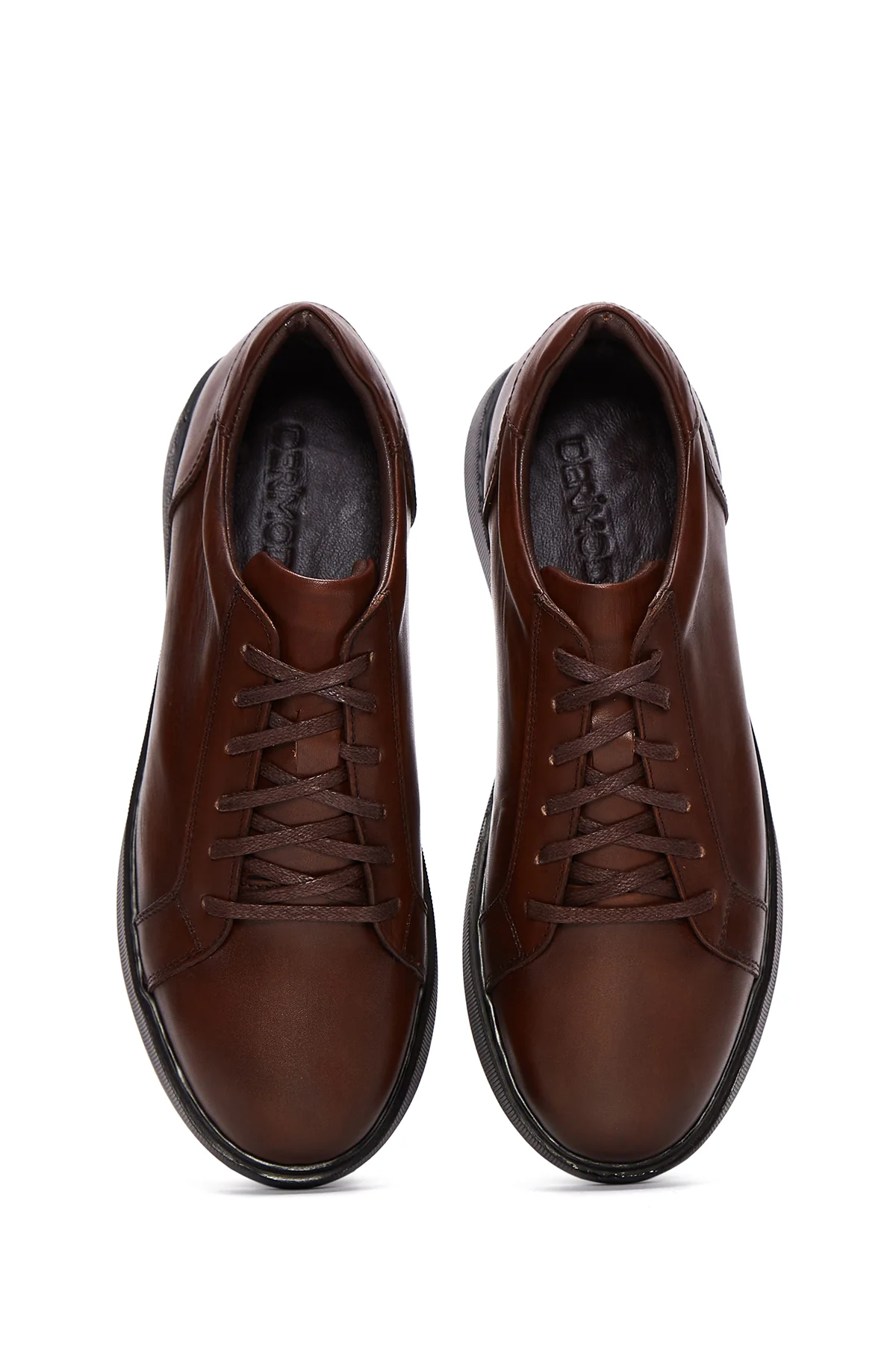 Erkek Kahverengi Deri Casual Sneaker - Image 6