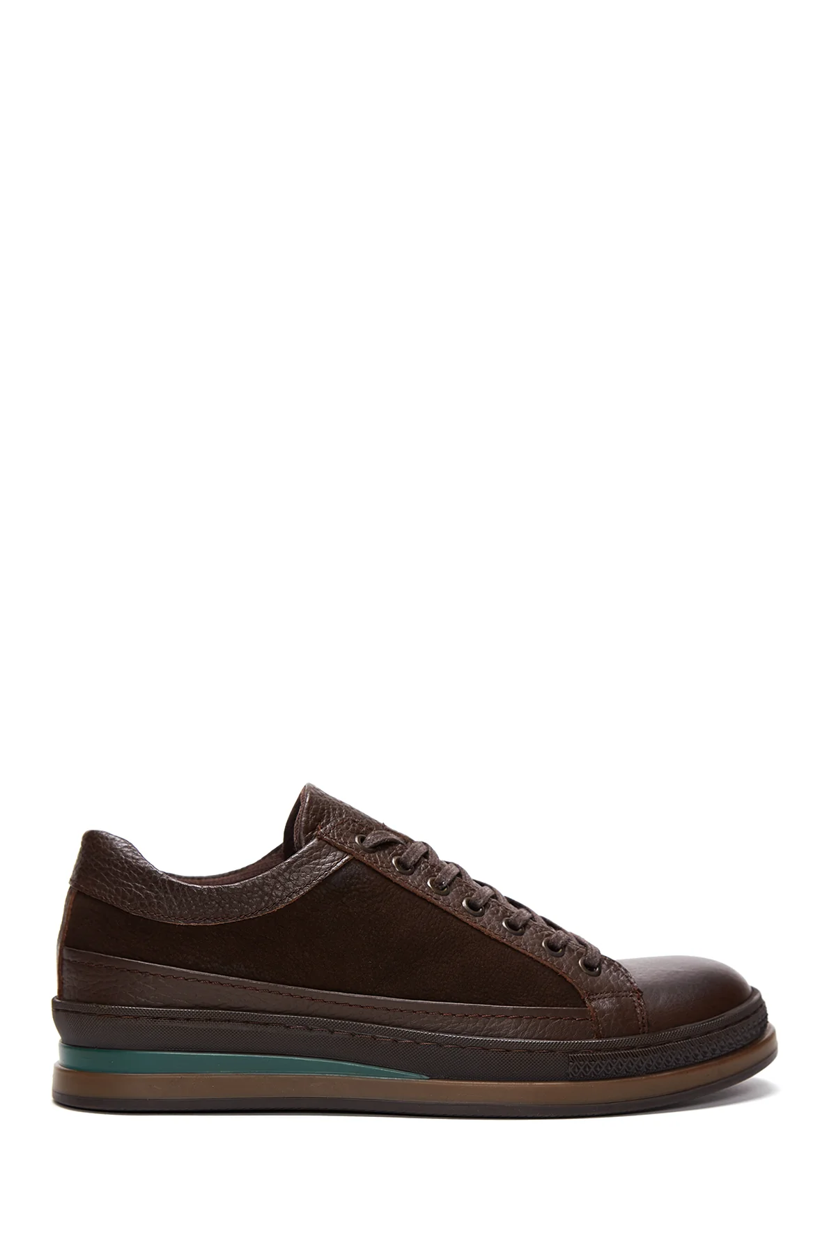 Erkek Kahverengi Deri Casual Sneaker - Image 2