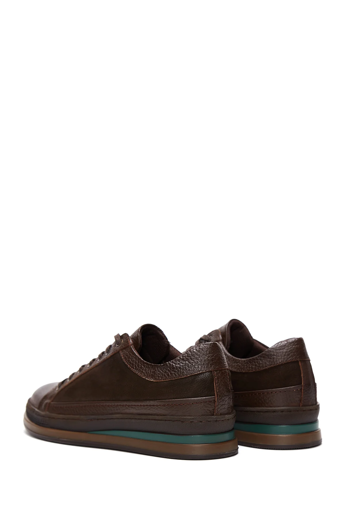 Erkek Kahverengi Deri Casual Sneaker - Image 6