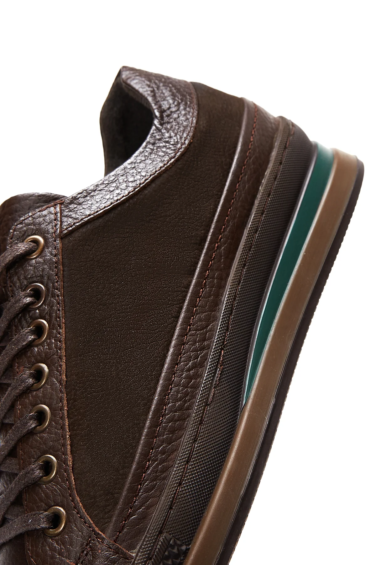 Erkek Kahverengi Deri Casual Sneaker - Image 8