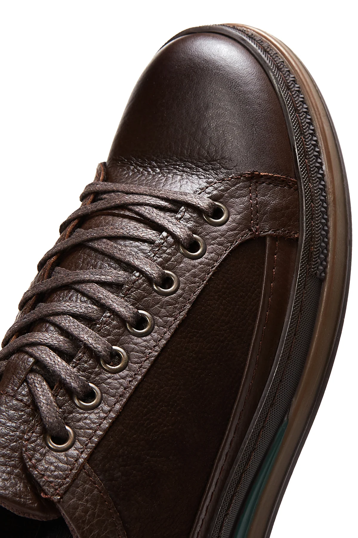 Erkek Kahverengi Deri Casual Sneaker - Image 9