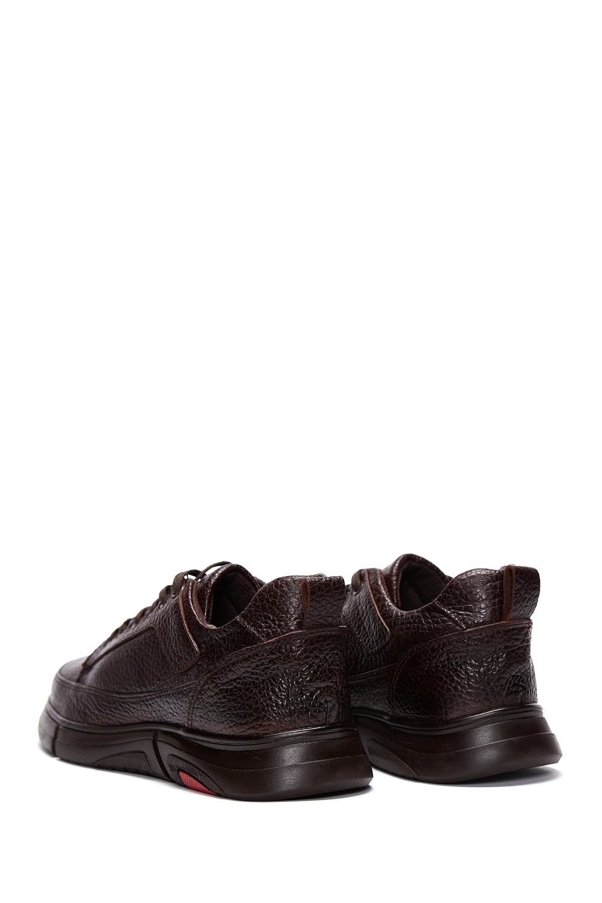 Erkek Kahverengi Deri Casual Sneaker - Image 5