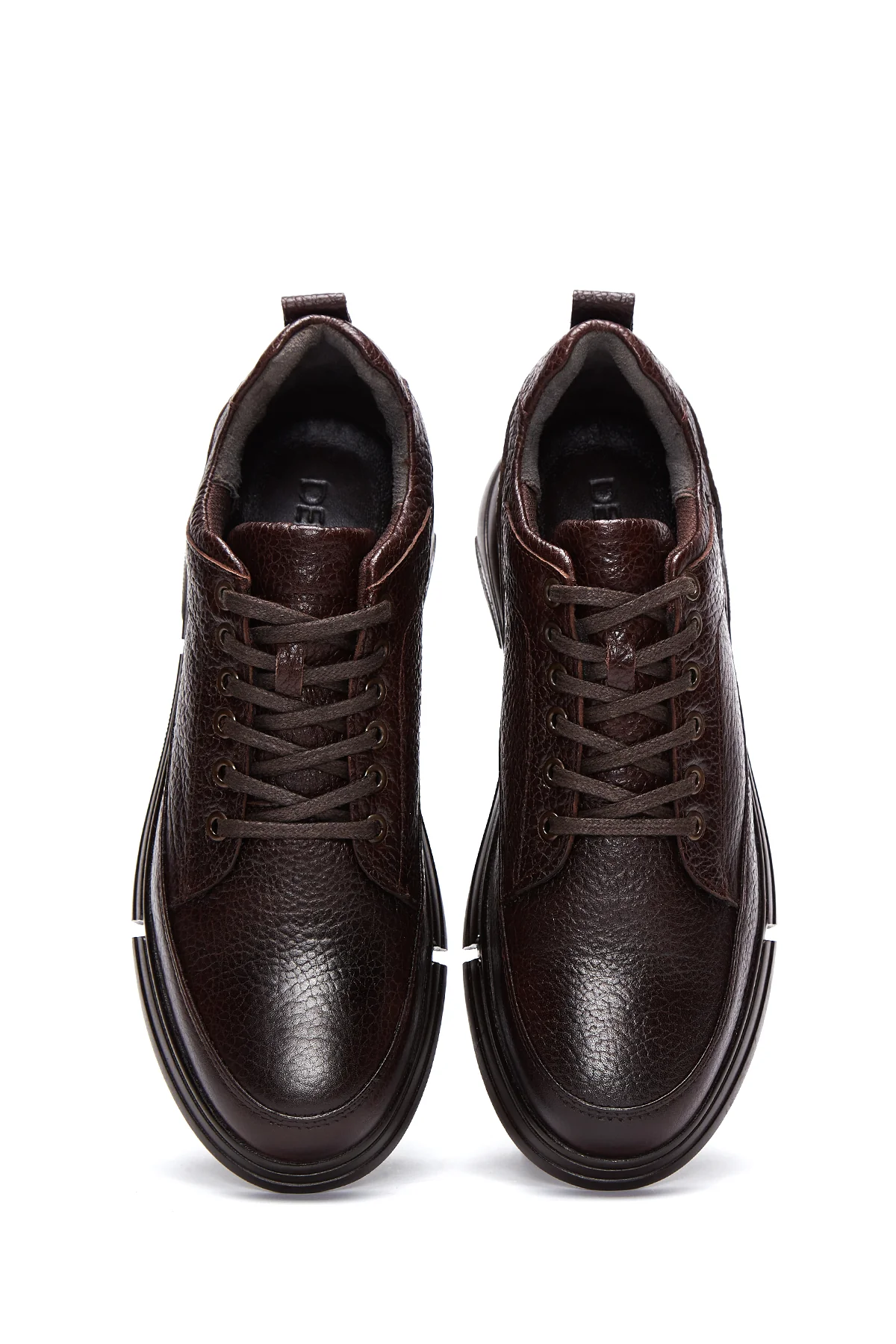 Erkek Kahverengi Deri Casual Sneaker - Image 6