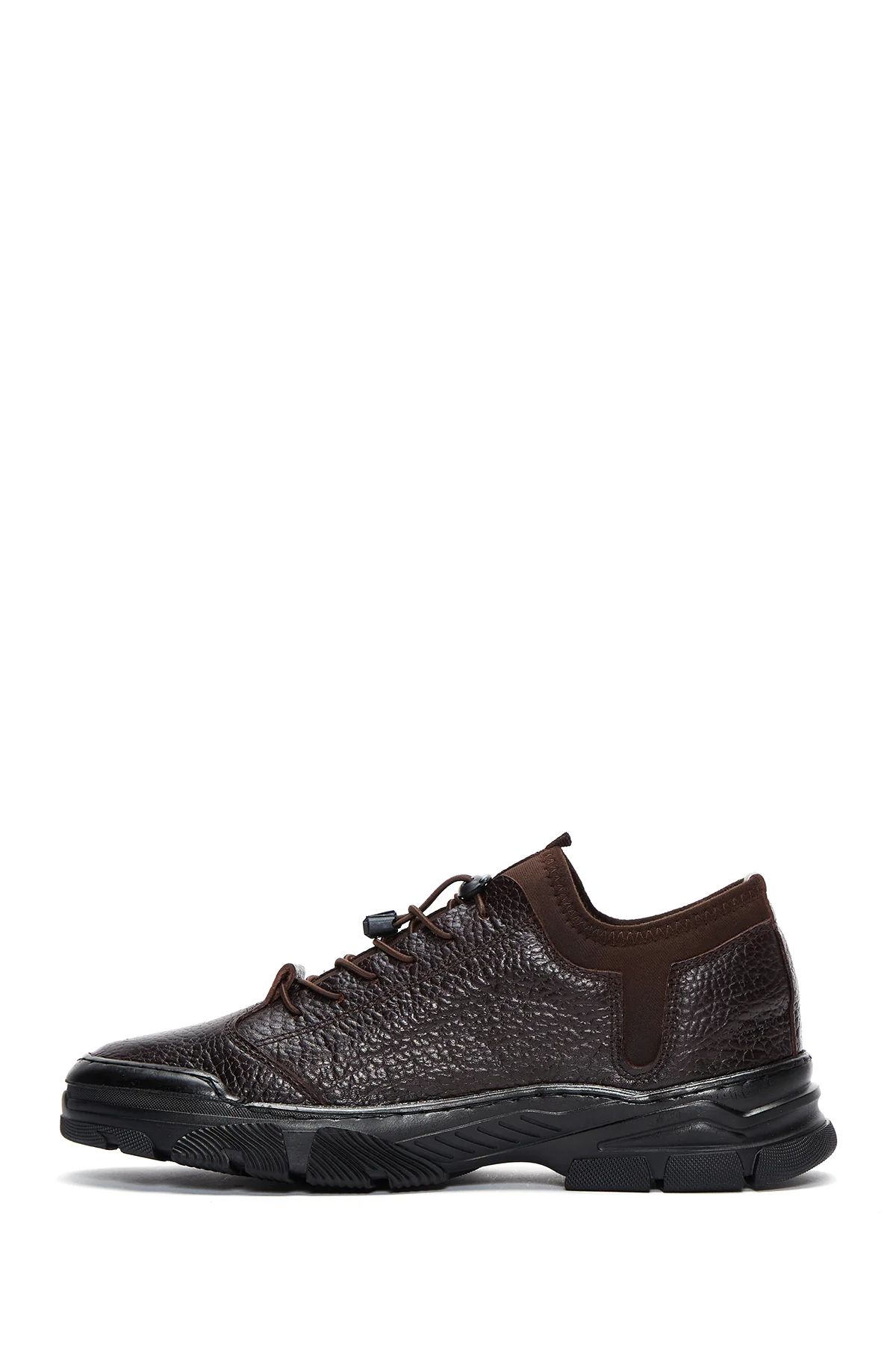Erkek Kahverengi Deri Casual Sneaker - Image 2