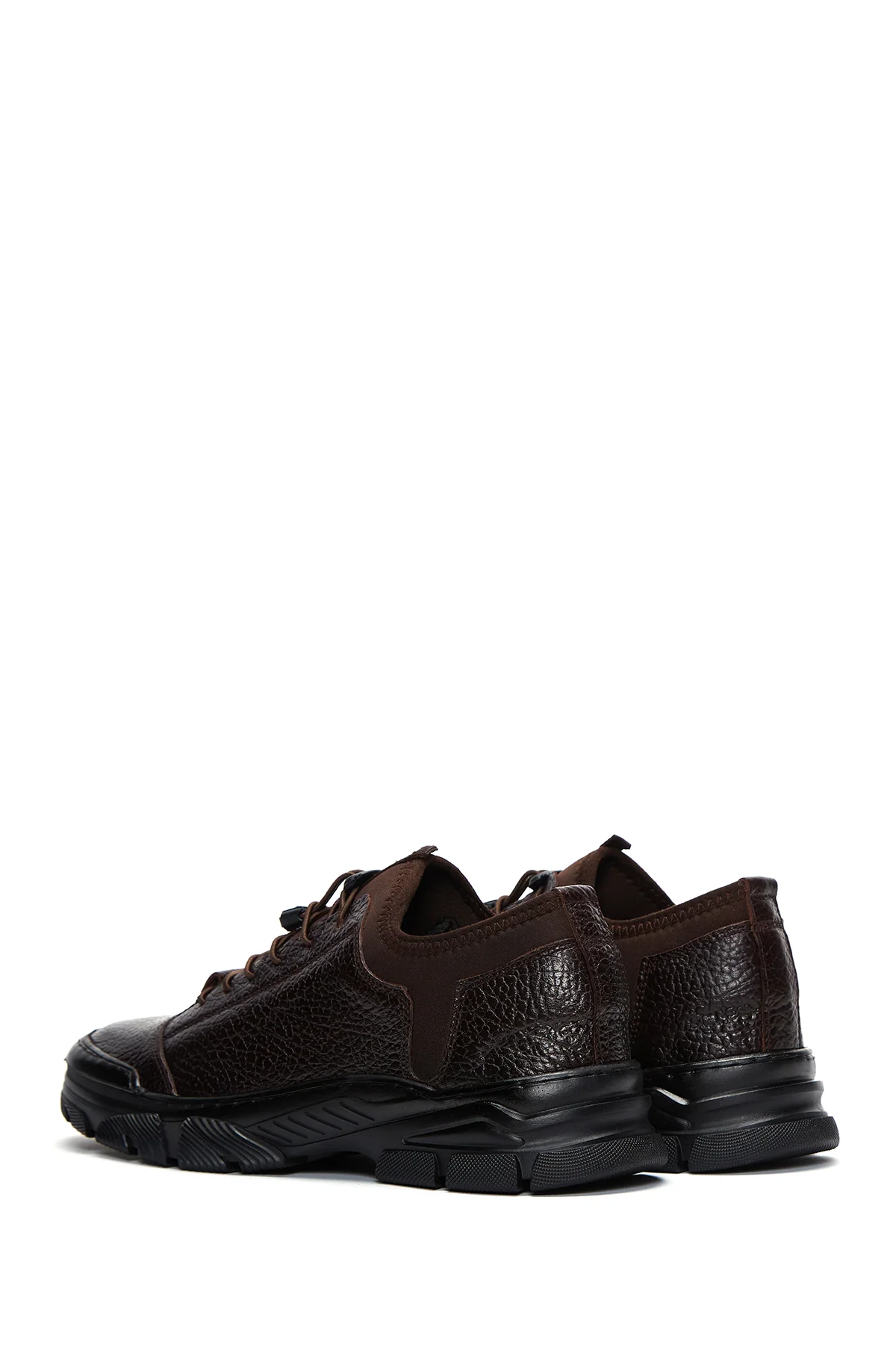 Erkek Kahverengi Deri Casual Sneaker - Image 5